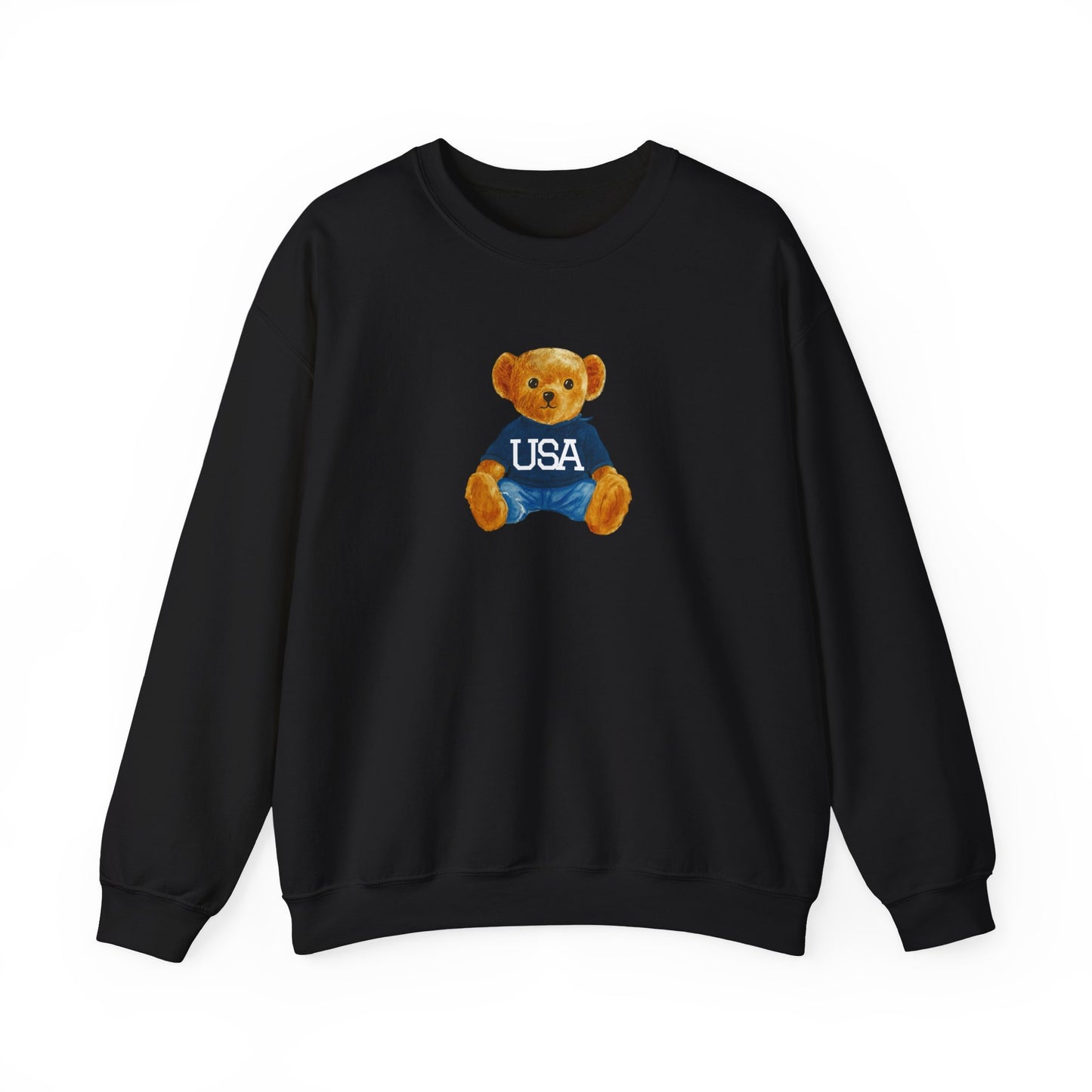 USA Teddy Bear Crewneck Sweatshirt — Cute Patriotic Bear Pullover
