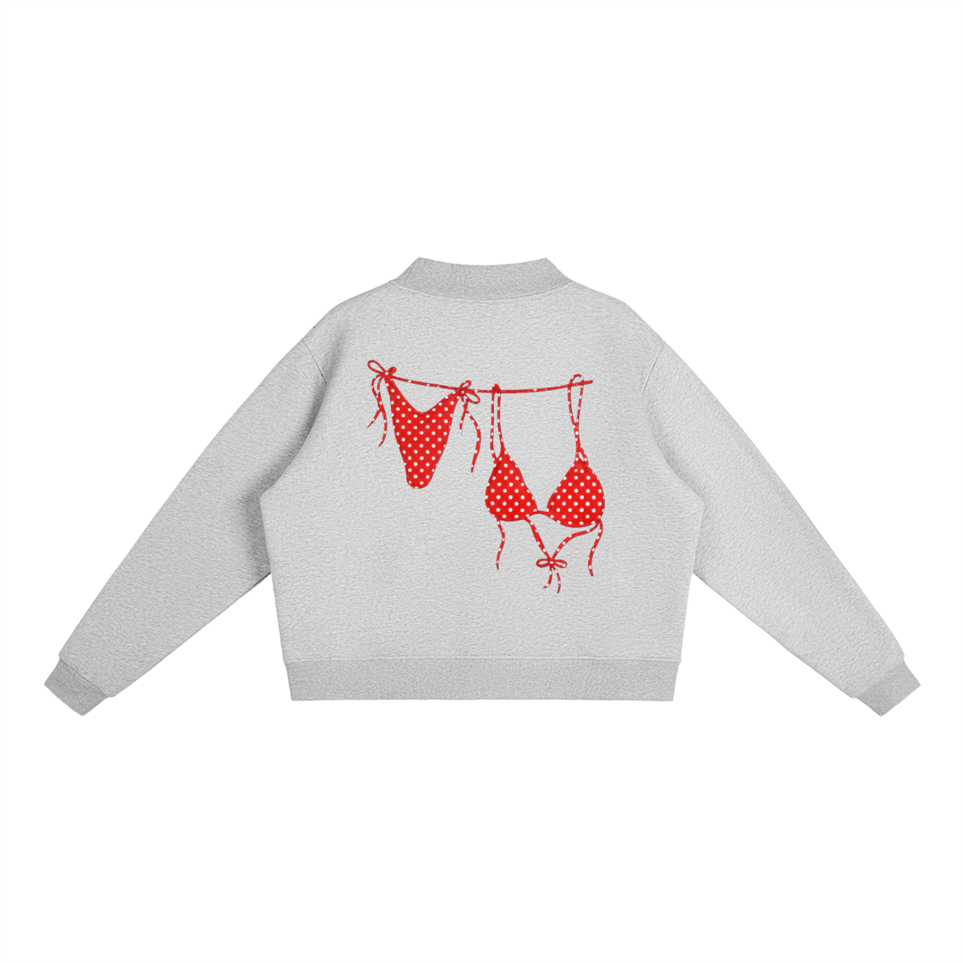 Red Bikini Logo Essential Fleece Mock-Neck Crew Sweatshirt