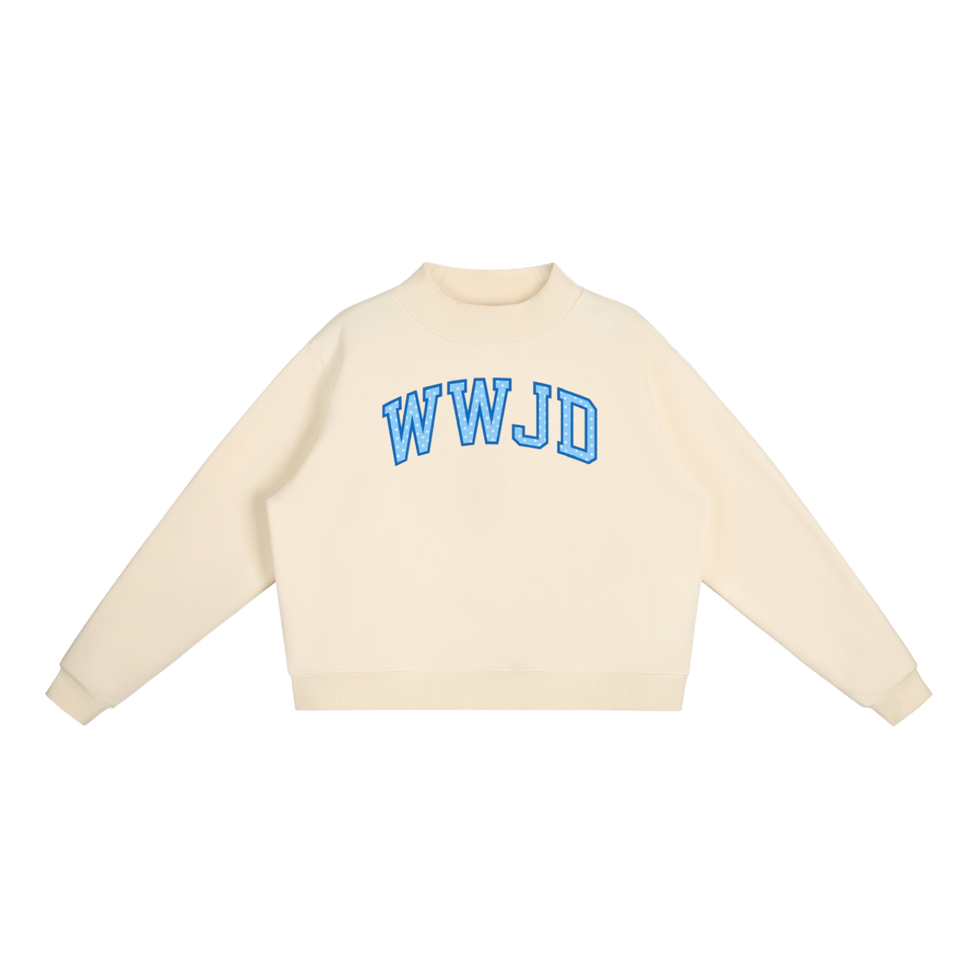 WWJD Blue hearts Essential Fleece Mock-Neck Crew Sweatshirt