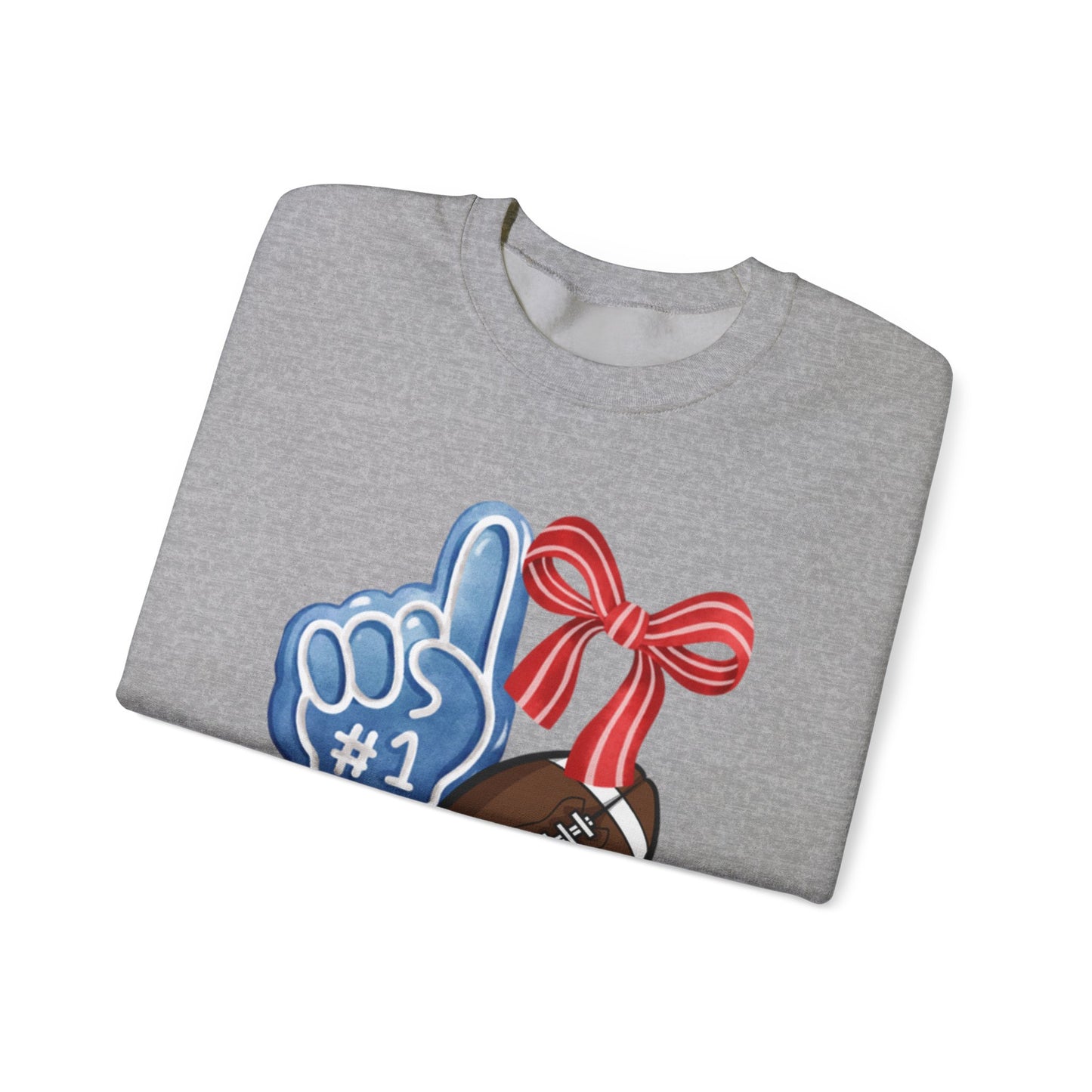 Football Fan #1 Crewneck Sweatshirt — Foam Finger & Football Gift