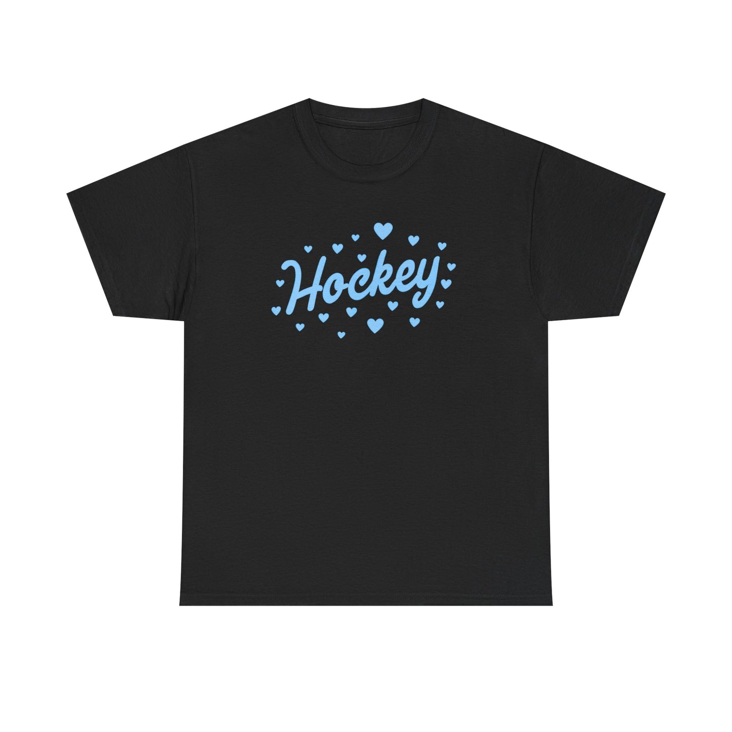 Hockey Heart Tee — Cute Light Blue Script Hockey Shirt