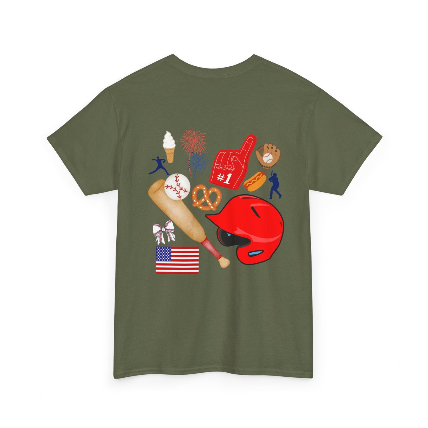 Baseball Heart Patchwork Tee – Patriotic Baseball Gear T‑Shirt
