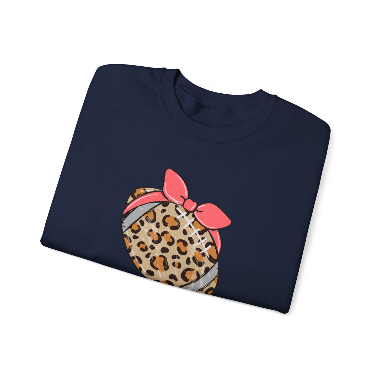 Leopard Print Football Sweatshirt with Pink Bandana — Cute Game Day Crewneck