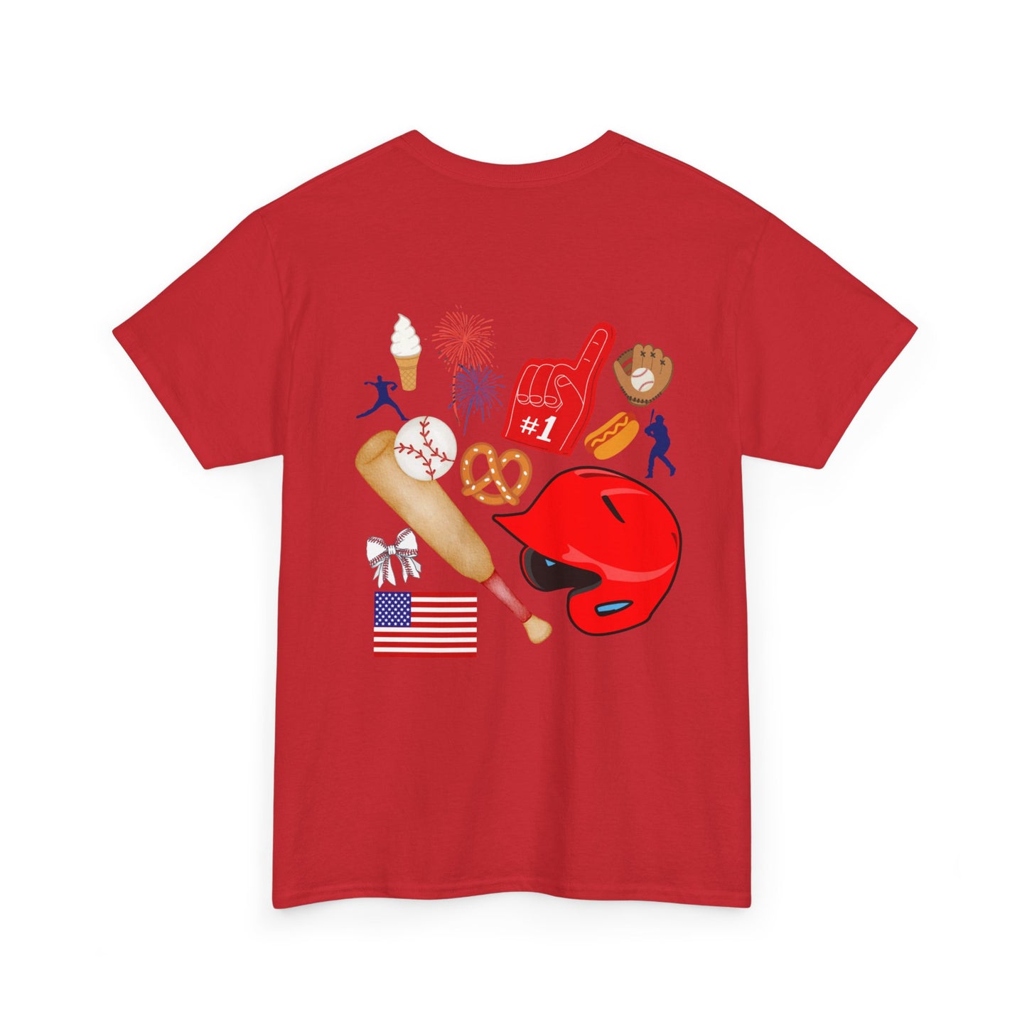 Baseball Heart Patchwork Tee – Patriotic Baseball Gear T‑Shirt