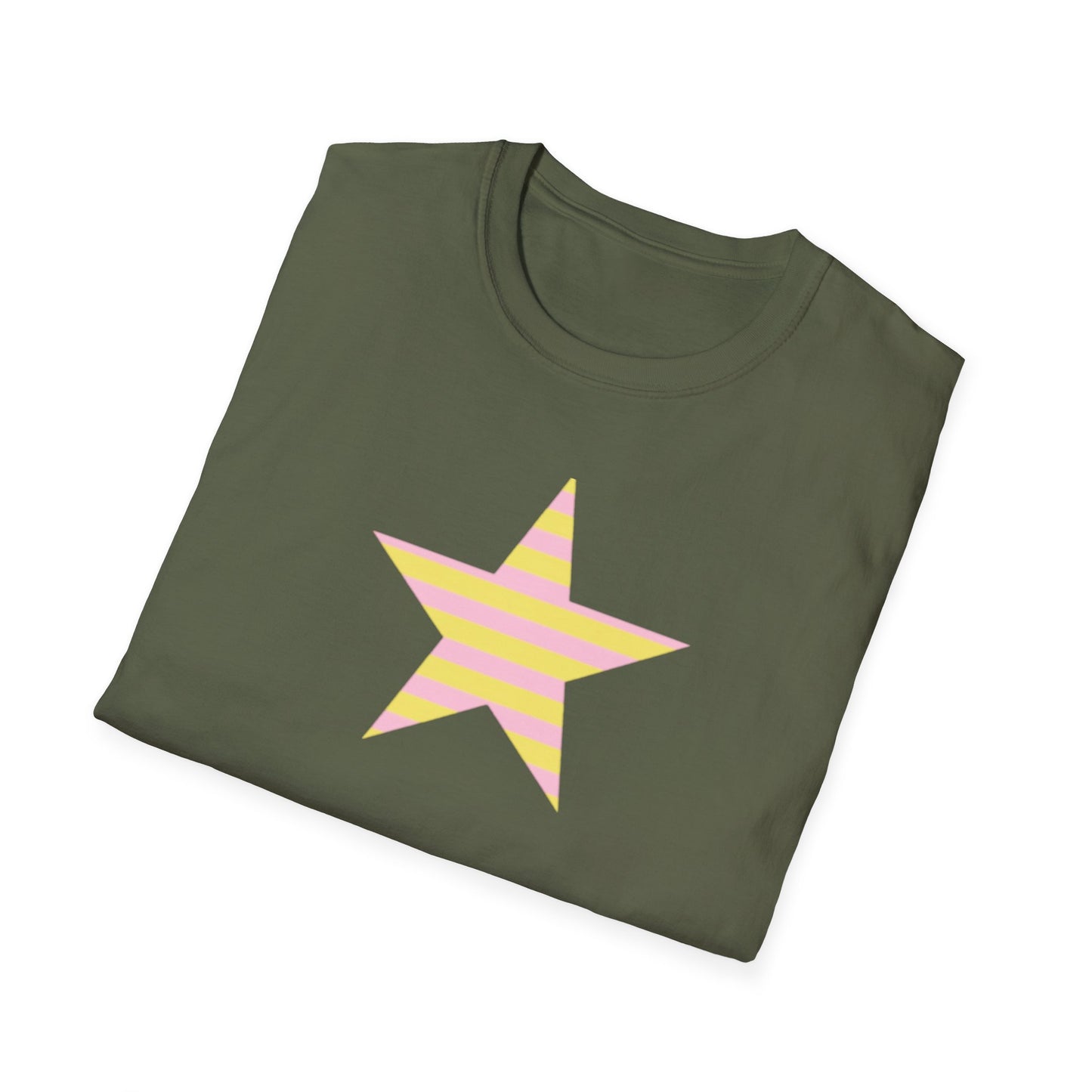 Star Stripe Tee — Pastel Pink & Yellow Graphic T-Shirt