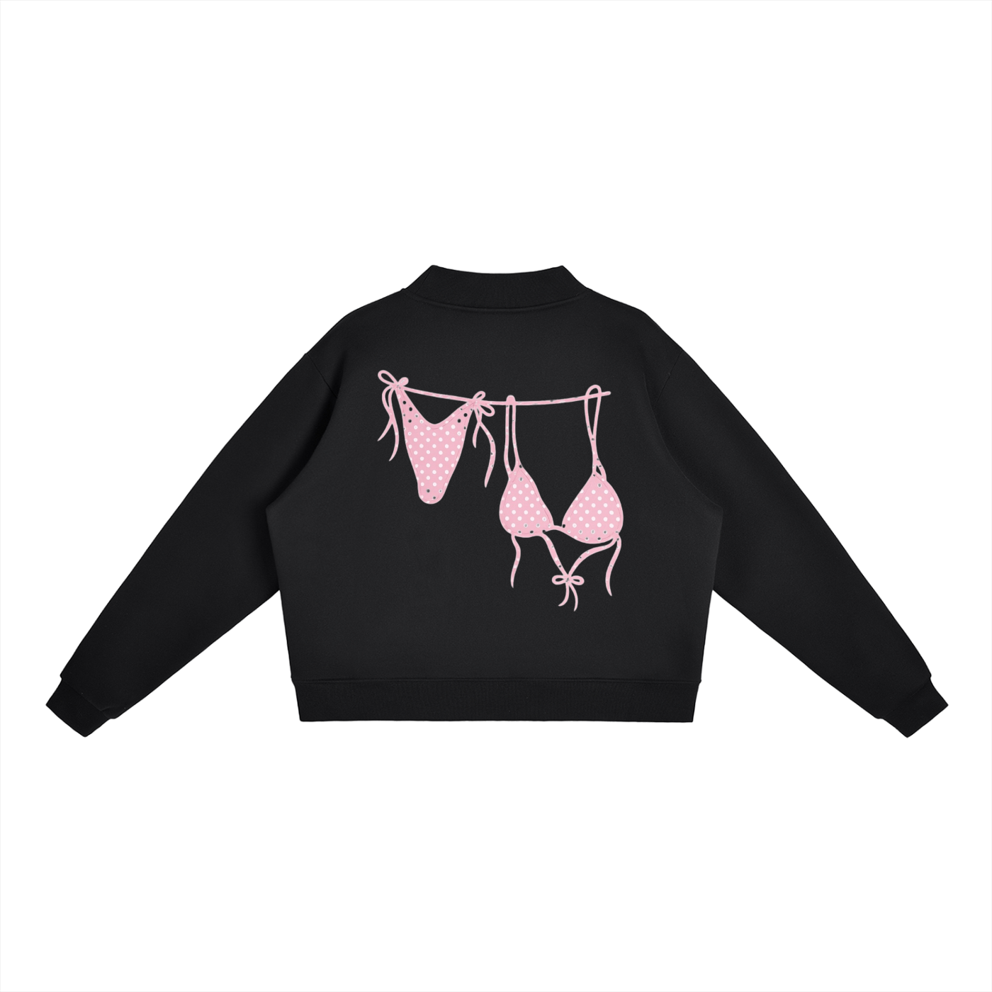 Pink Bikini Logo Essential Fleece Mock-Neck Crew Sweatshirt