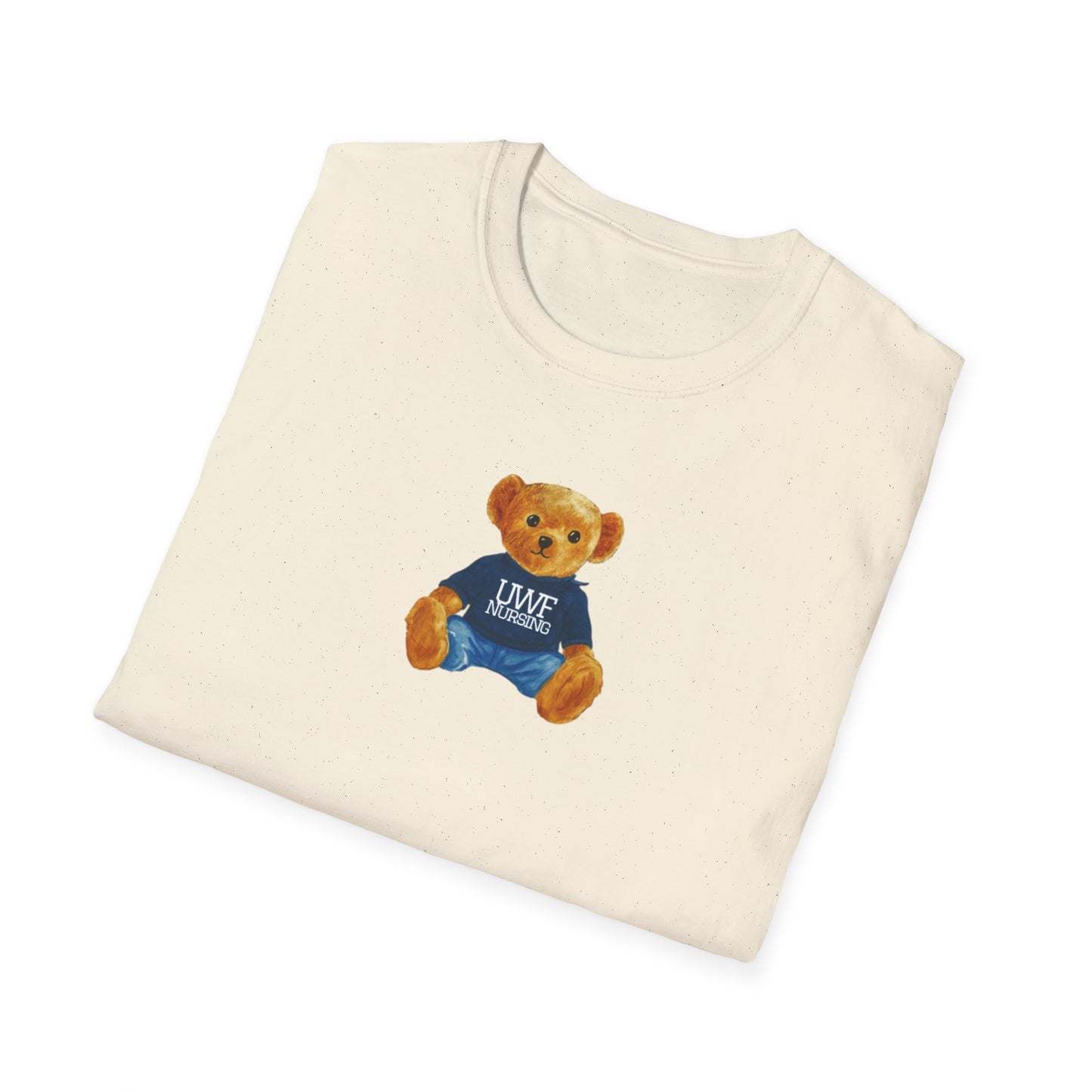 Teddy Bear Graphic T-Shirt — Cute Bear Wearing 'UWF NURSING' Sweater