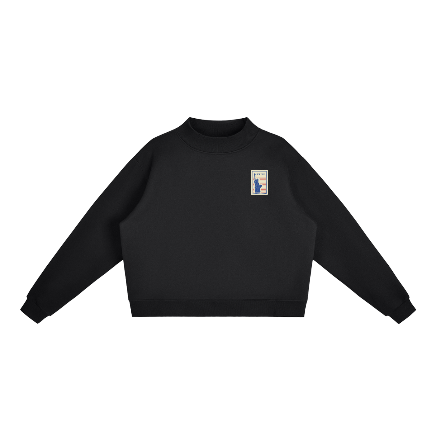 NY Essential Fleece Mock-Neck Crew Sweatshirt