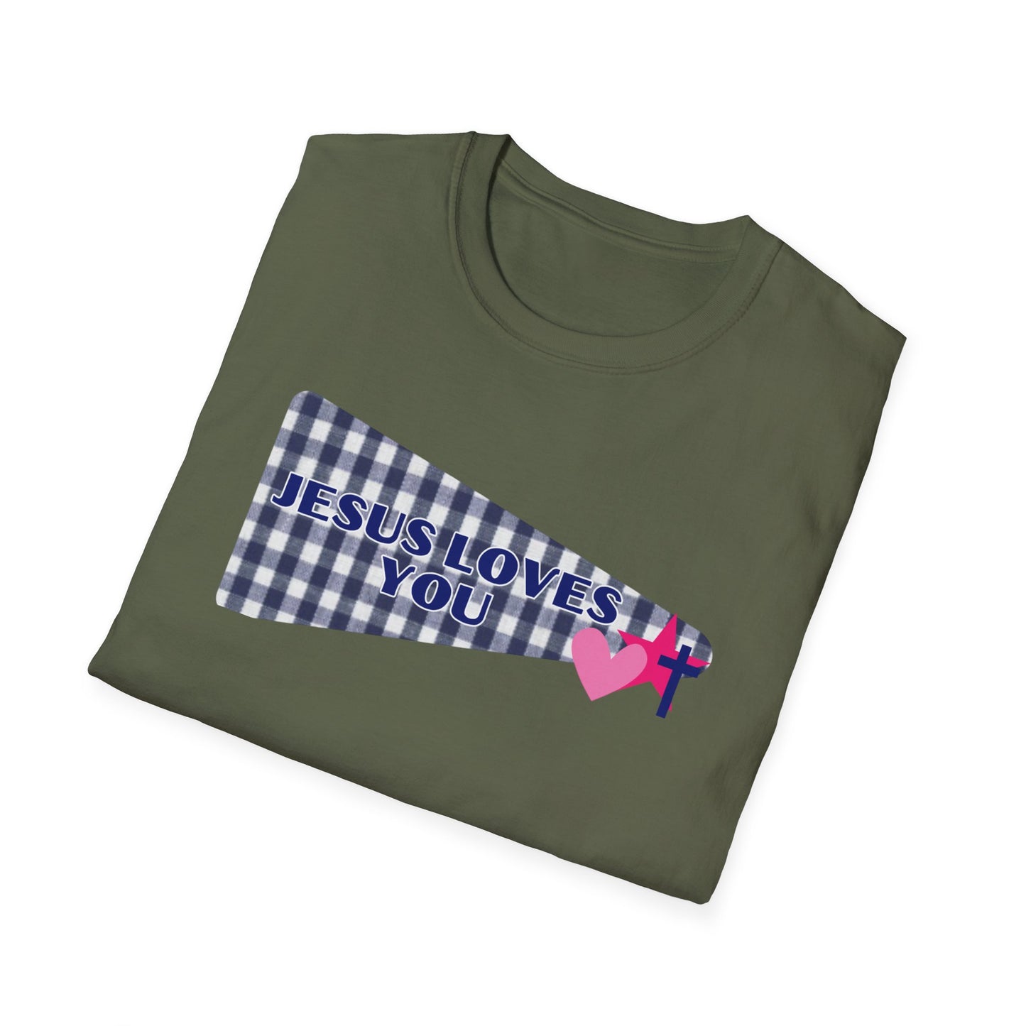 Jesus Loves You Pennant T-Shirt — Christian Faith Check Tee