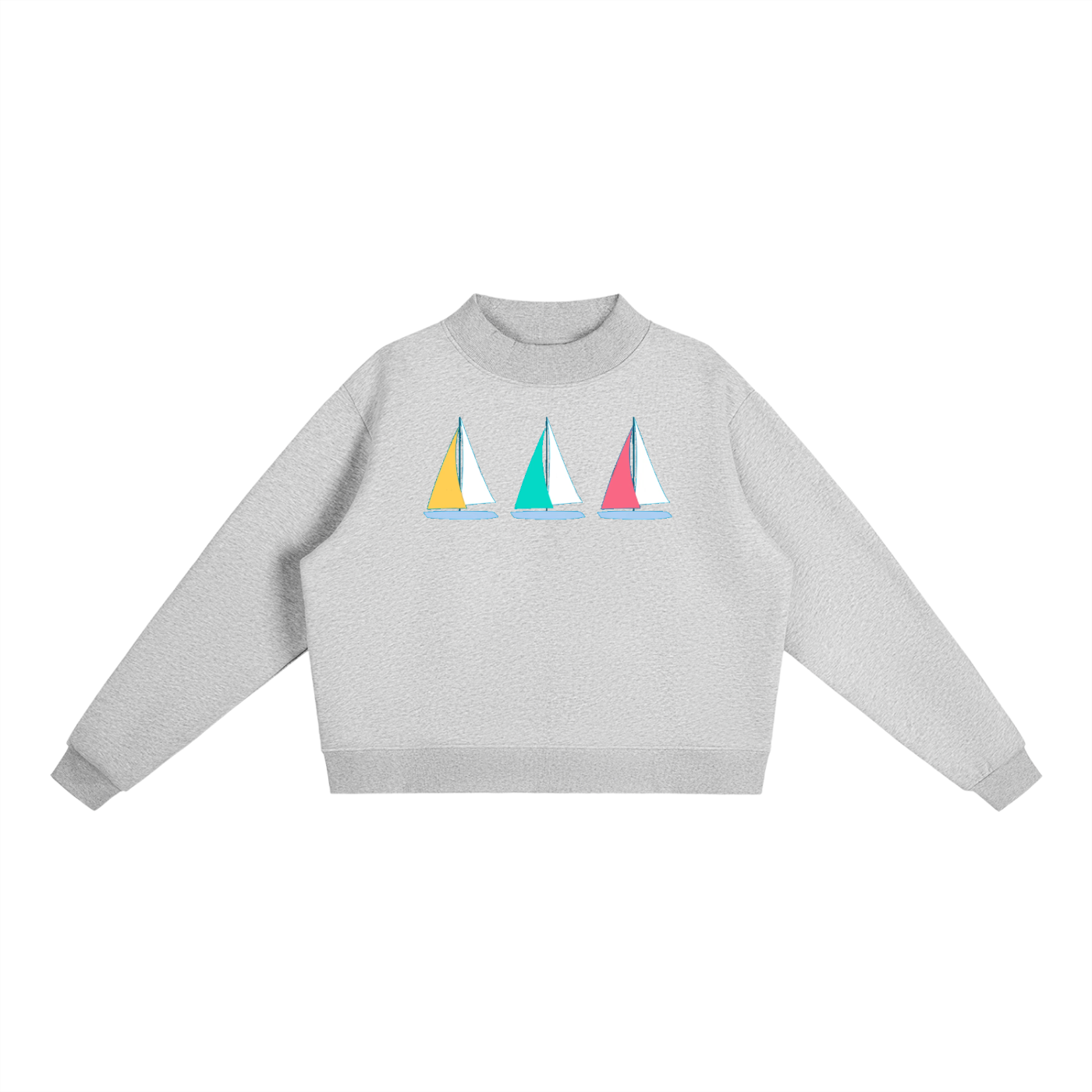 Sail Boat Essential Fleece Mock-Neck Crew Sweatshirt