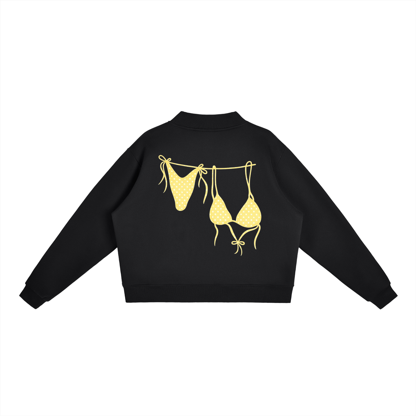 Yellow Bikini Logo Essential Fleece Mock-Neck Crew Sweatshirt