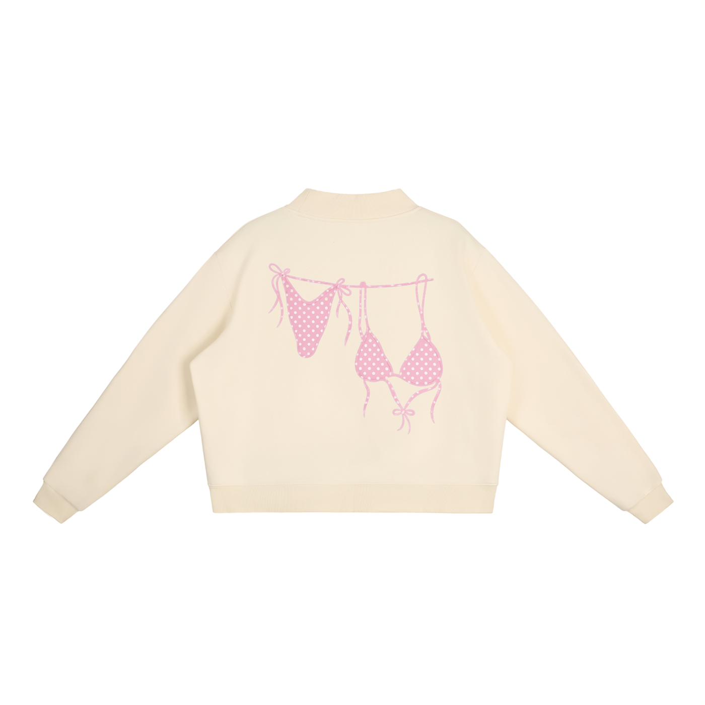 Pink Bikini Logo Essential Fleece Mock-Neck Crew Sweatshirt
