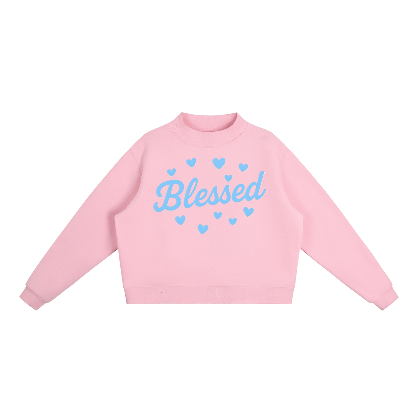 Blessed Hearts Essential Fleece Mock-Neck Crew Sweatshirt