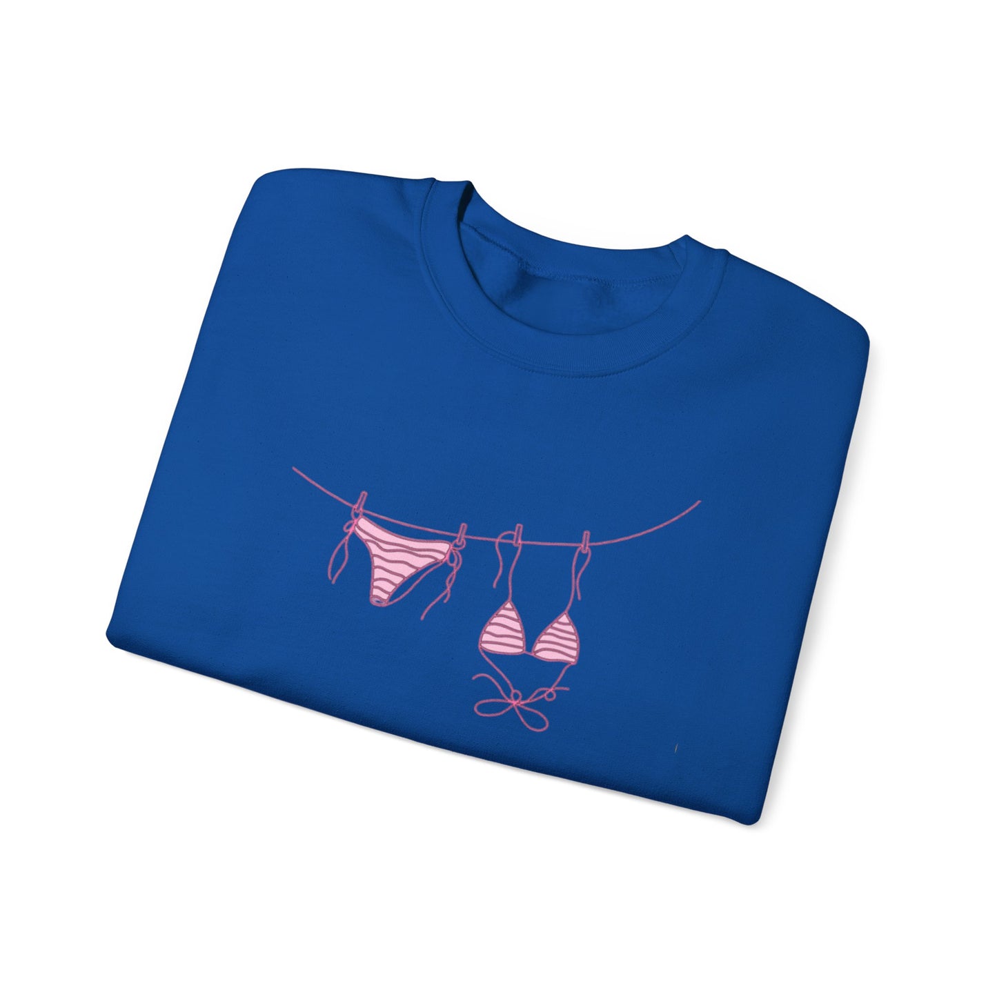Bikini Line Graphic Crew Neck – Pink Swimsuit Clothesline Sweatshirt