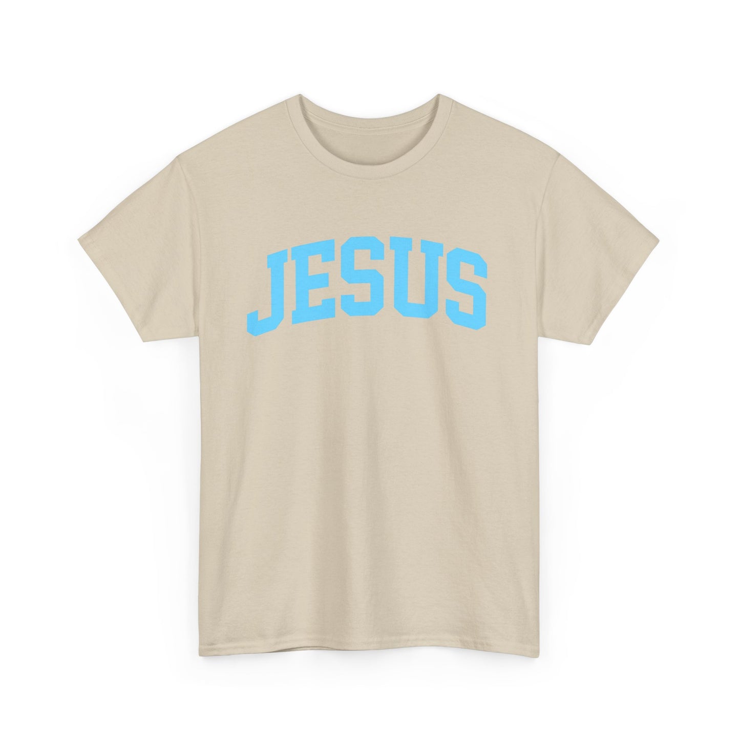 Jesus Graphic Tee — Light Blue Collegiate Faith T-Shirt