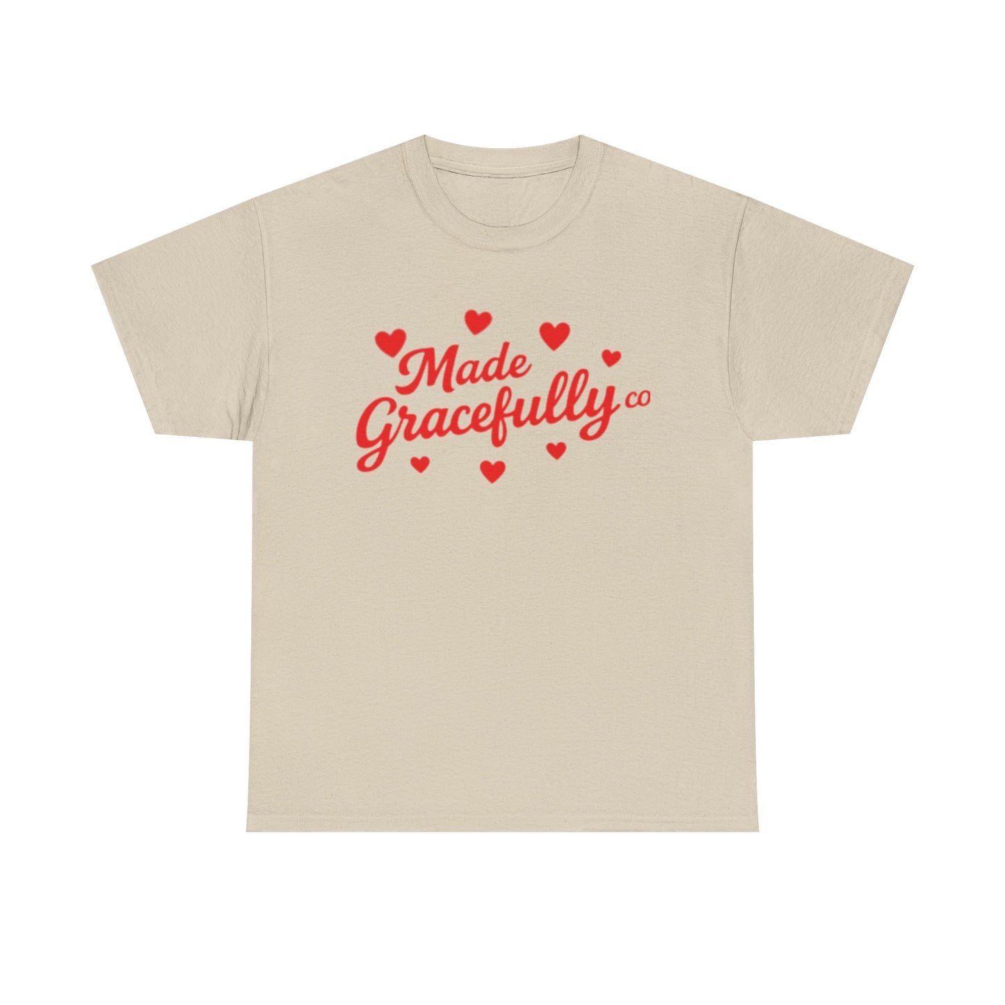 Made Gracefully Tee — Feminine Heart Script Graphic T-Shirt