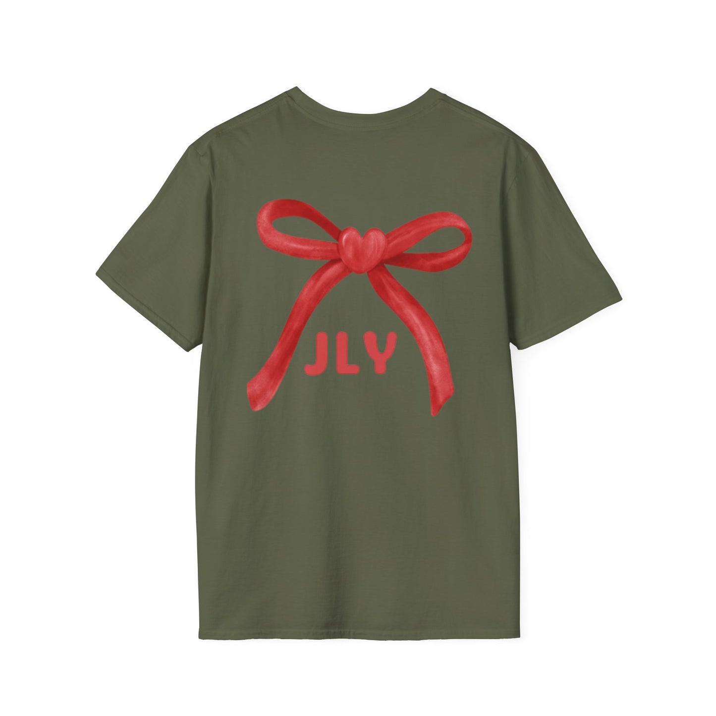 T-Shirt — Red Bow "JLY" Graphic Tee