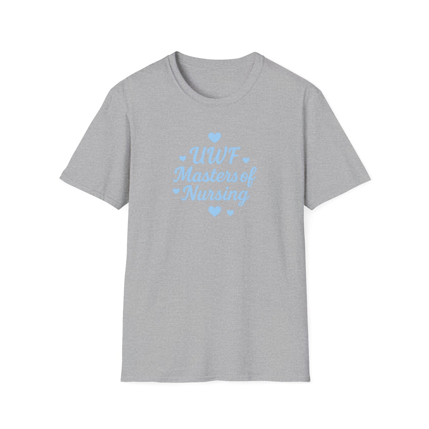UWF Masters of Nursing T-Shirt — Light Blue Heart Nursing School Tee