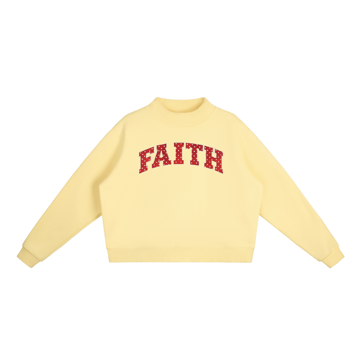 Faith Red Polka Dot Essential Fleece Mock-Neck Crew Sweatshirt