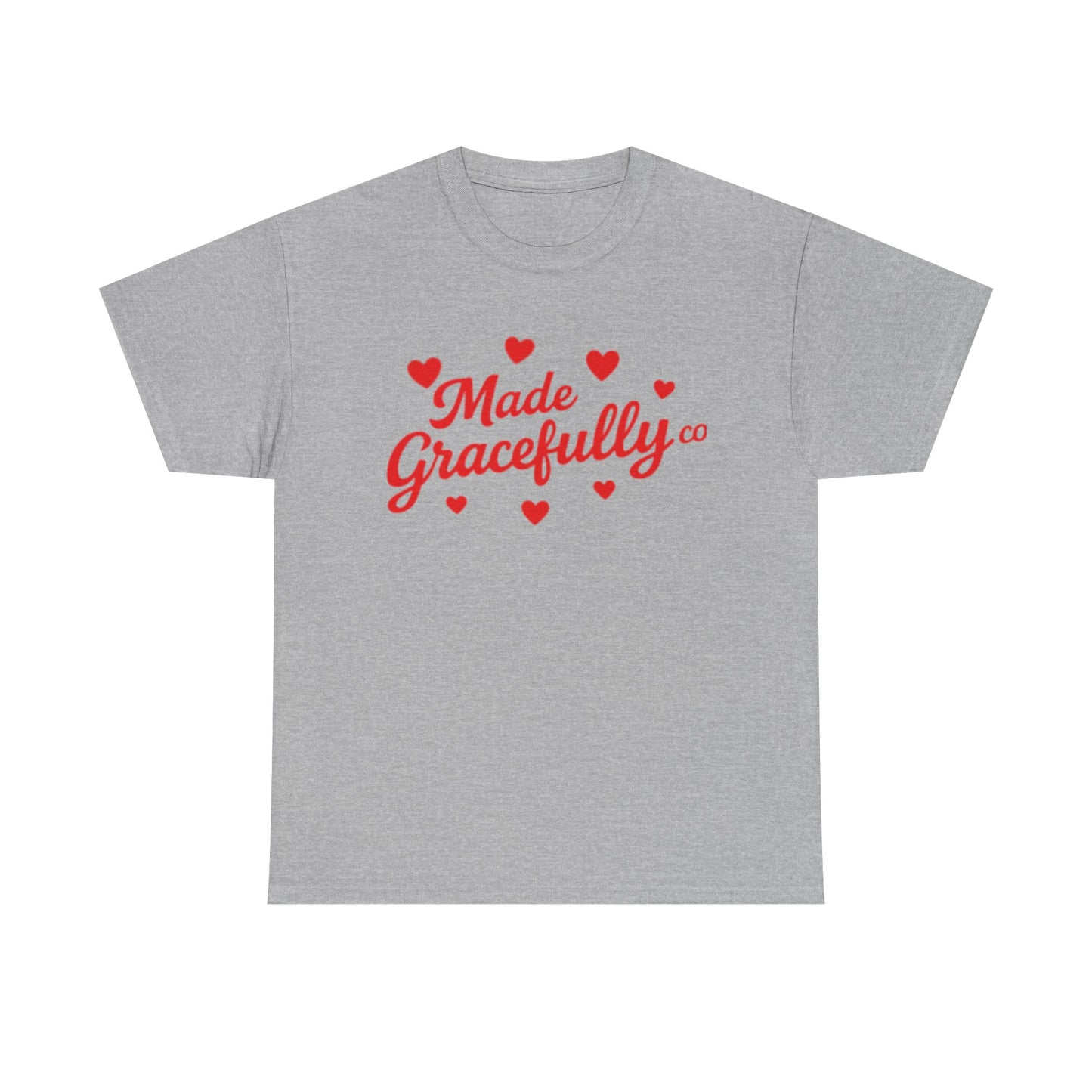 Made Gracefully Tee — Feminine Heart Script Graphic T-Shirt