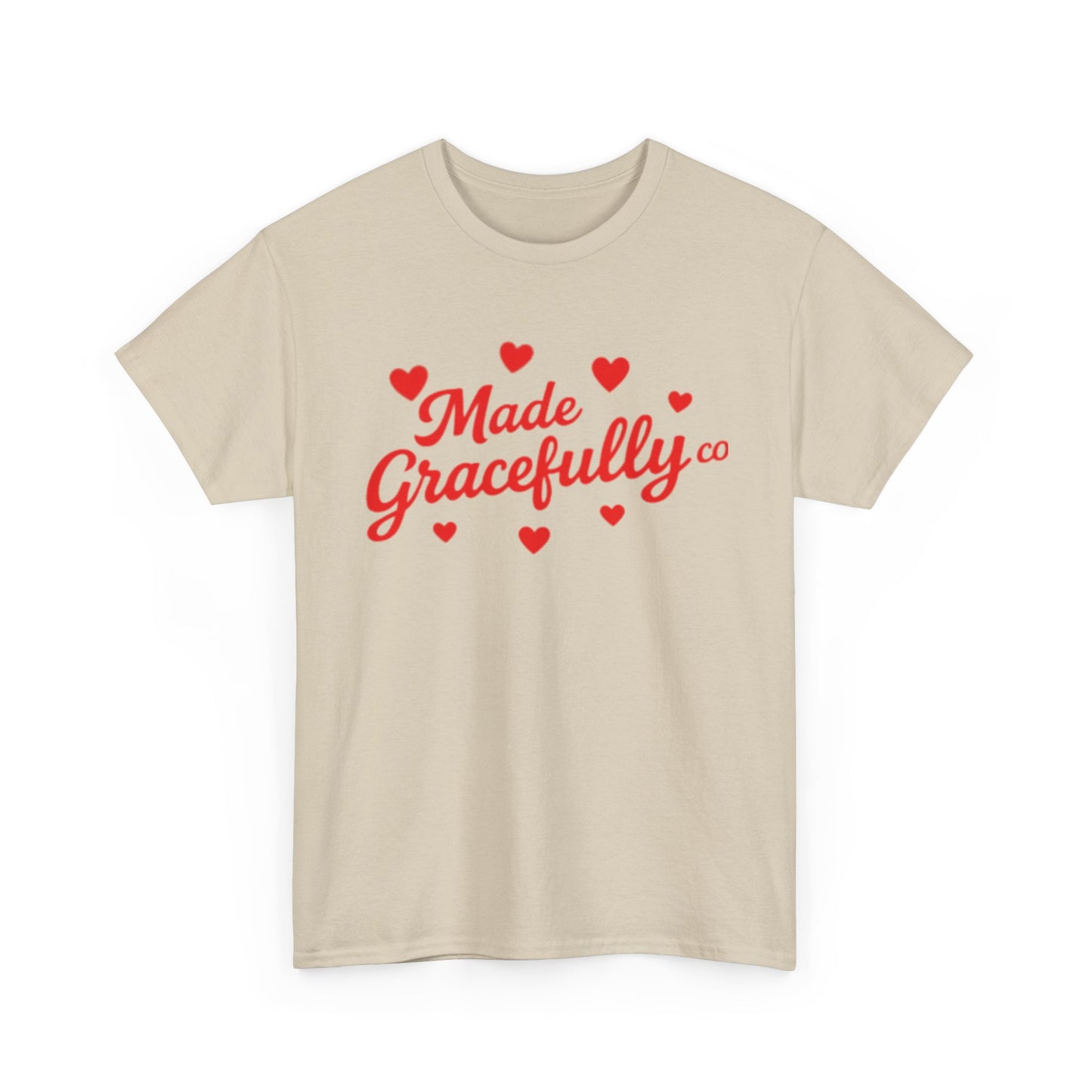 Made Gracefully Tee — Feminine Heart Script Graphic T-Shirt
