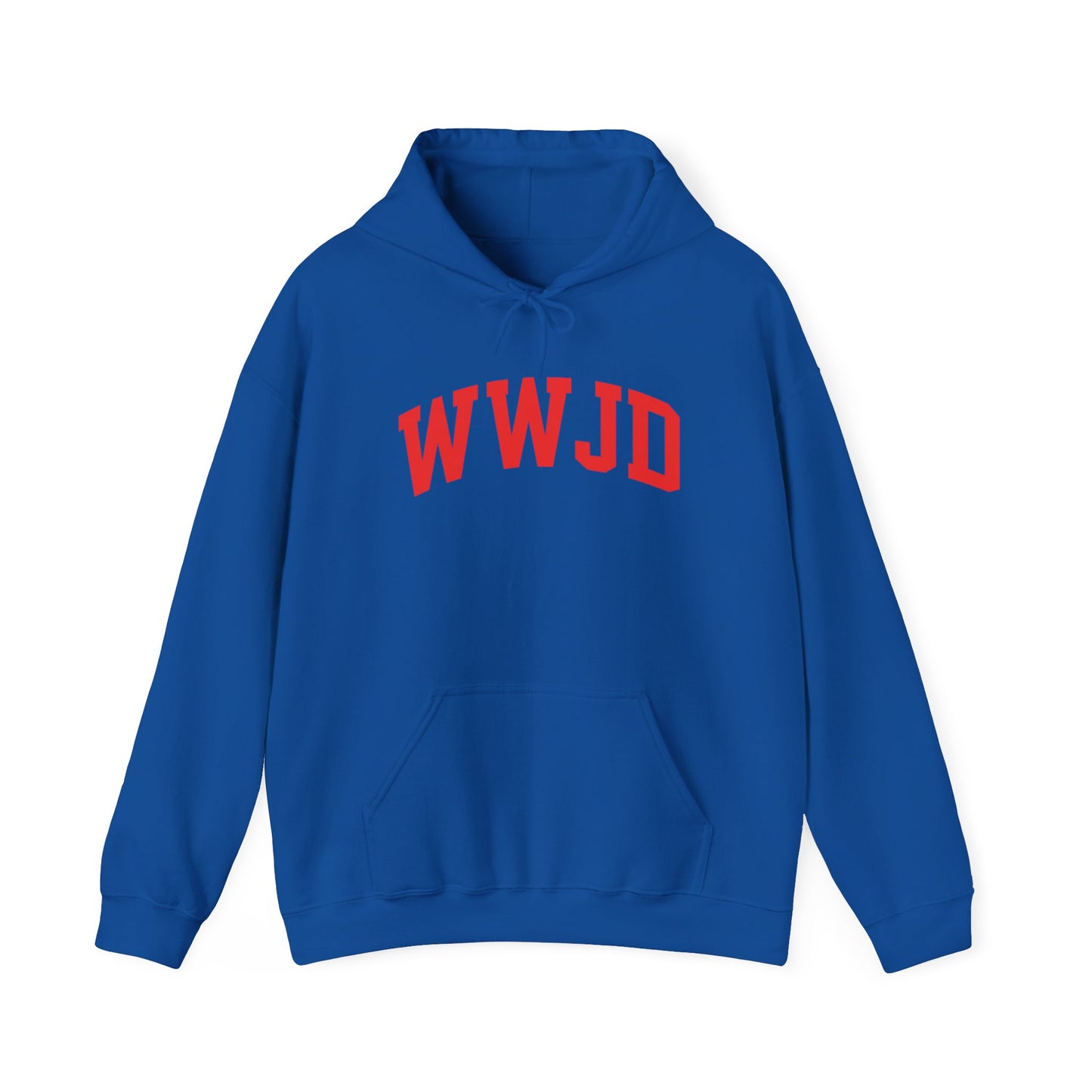 WWJD Hoodie — Classic Red Lettering Christian Faith Pullover