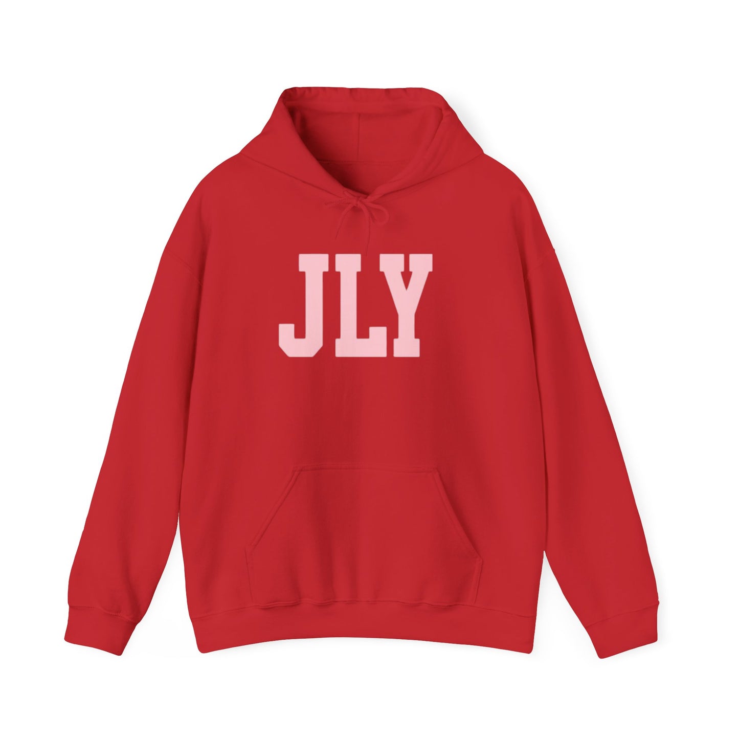 JLY Pink Block Letter Hoodie - Minimal Monogram Pullover