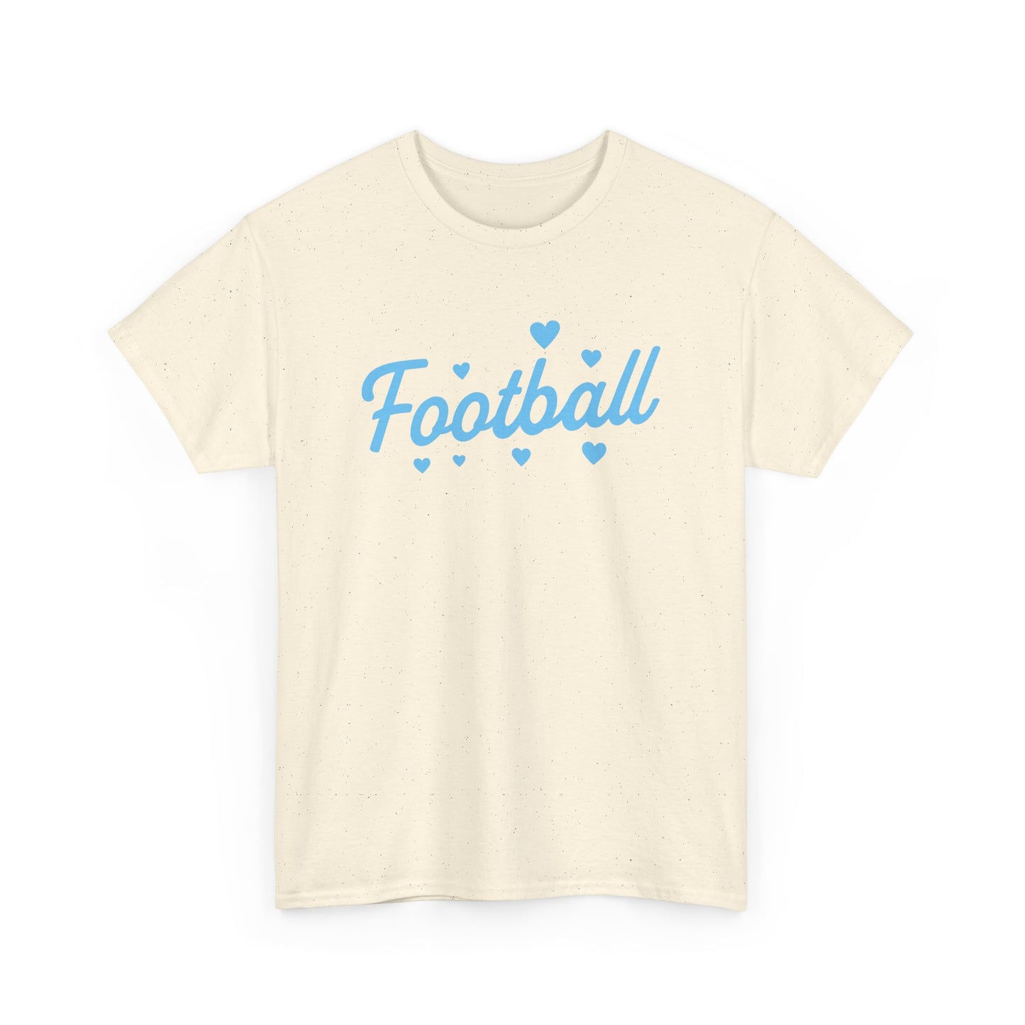 Football Script Tee — Light Blue Heart Sports T-Shirt