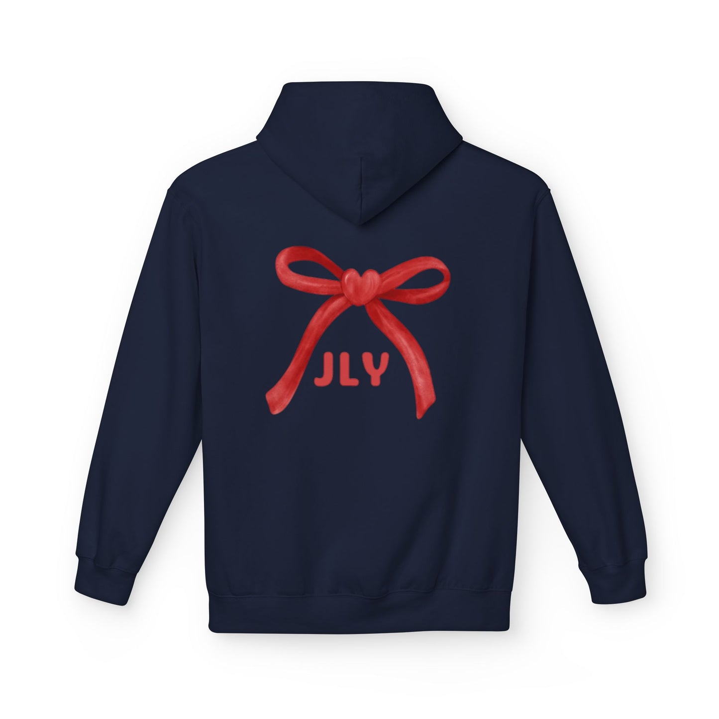 Chic Fleece Hoodie with JLY Bow Design - Perfect for Gift Giving, Cozy Casual Wear, Holiday Celebrations, Unisex Style, Everyday Comfort