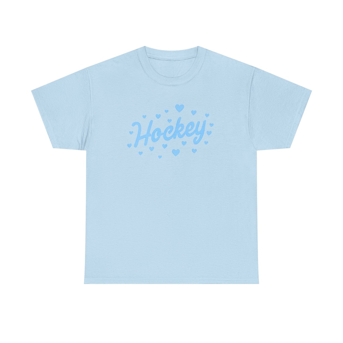 Hockey Heart Tee — Cute Light Blue Script Hockey Shirt