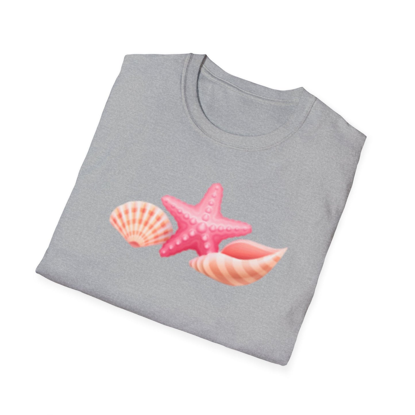 Seashell & Starfish Beach T-Shirt — Pink Coastal Summer Tee
