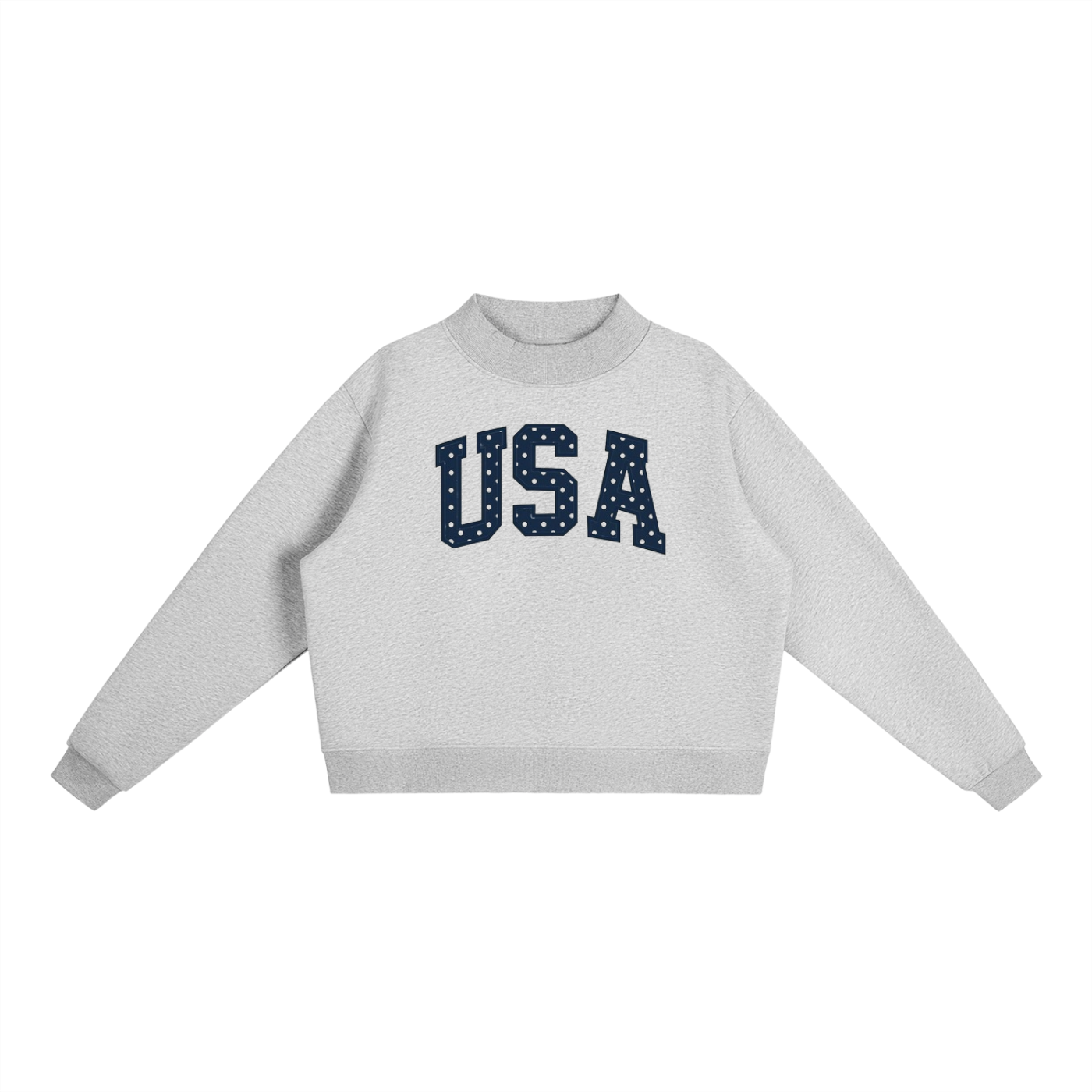 USA Polka Dot Essential Fleece Mock-Neck Crew Sweatshirt