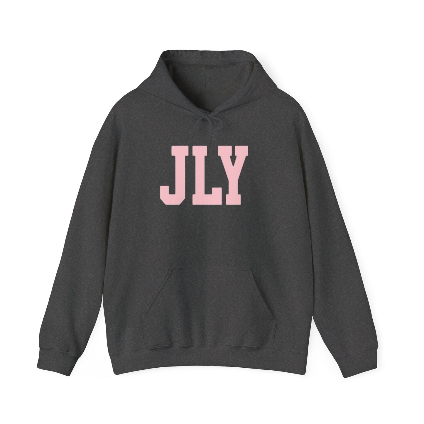 JLY Pink Block Letter Hoodie - Minimal Monogram Pullover