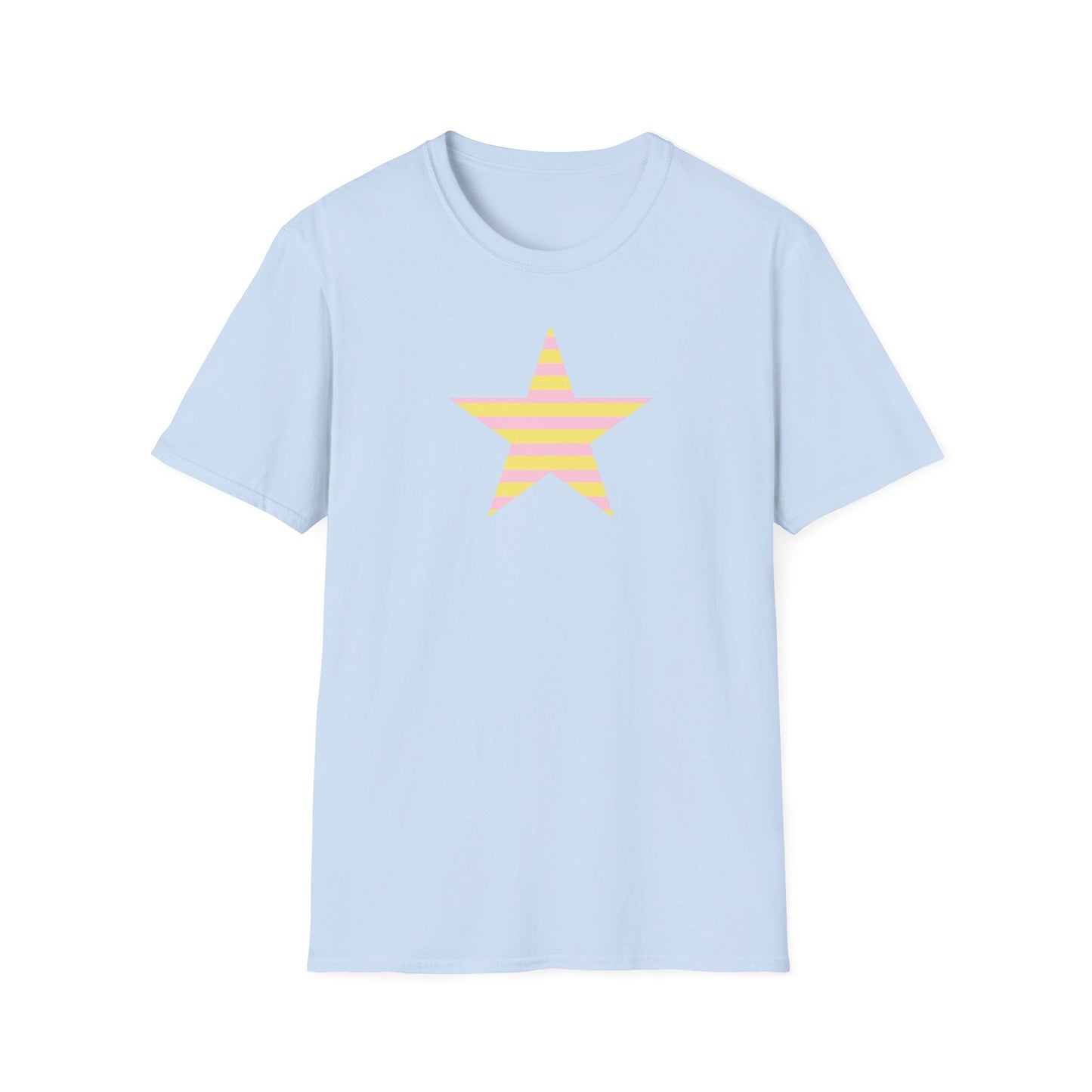 Star Stripe Tee — Pastel Pink & Yellow Graphic T-Shirt