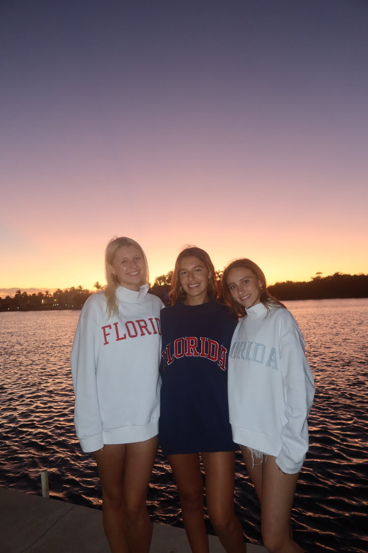 FLORIDA WHITE AND RED MOCK NECK