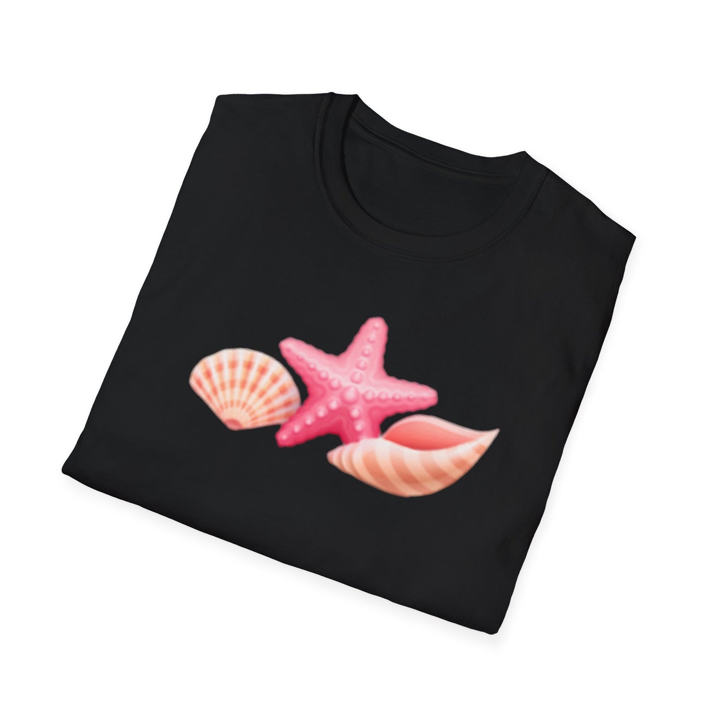 Seashell & Starfish Beach T-Shirt — Pink Coastal Summer Tee