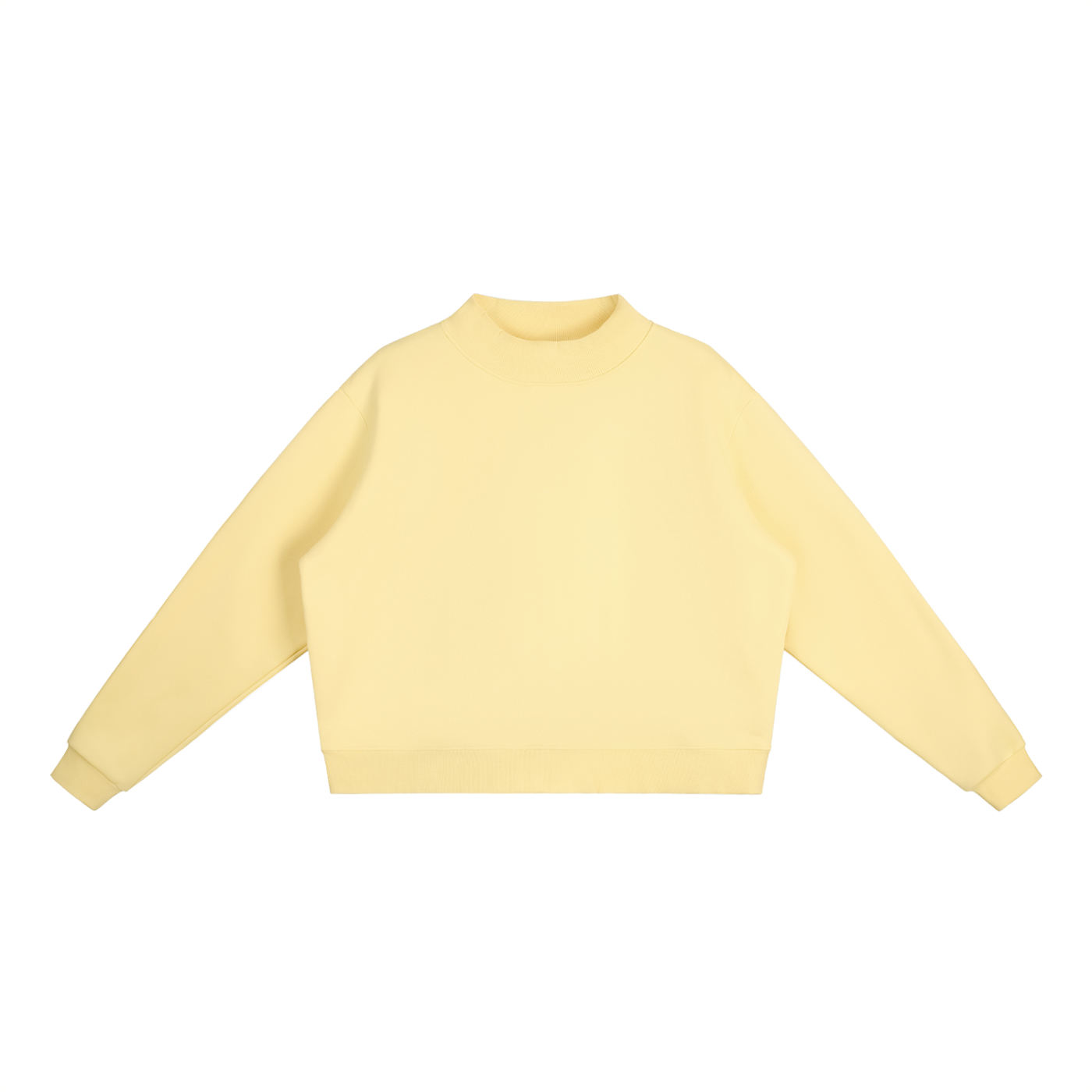 Solid Color Essential Fleece Mock-Neck Crew Sweatshirt