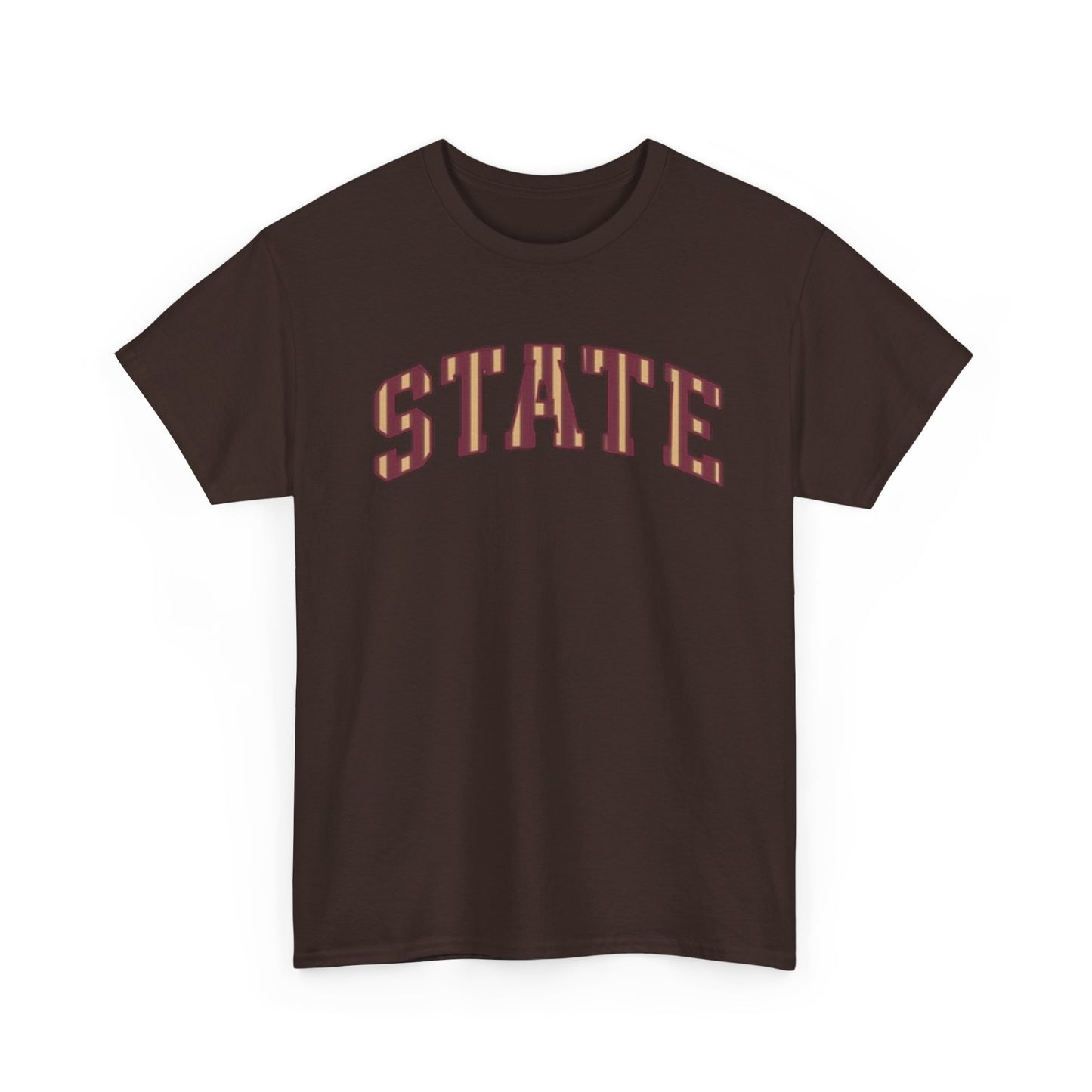 STATE Retro College Tee – Vintage Letterman Arched Logo T-Shirt