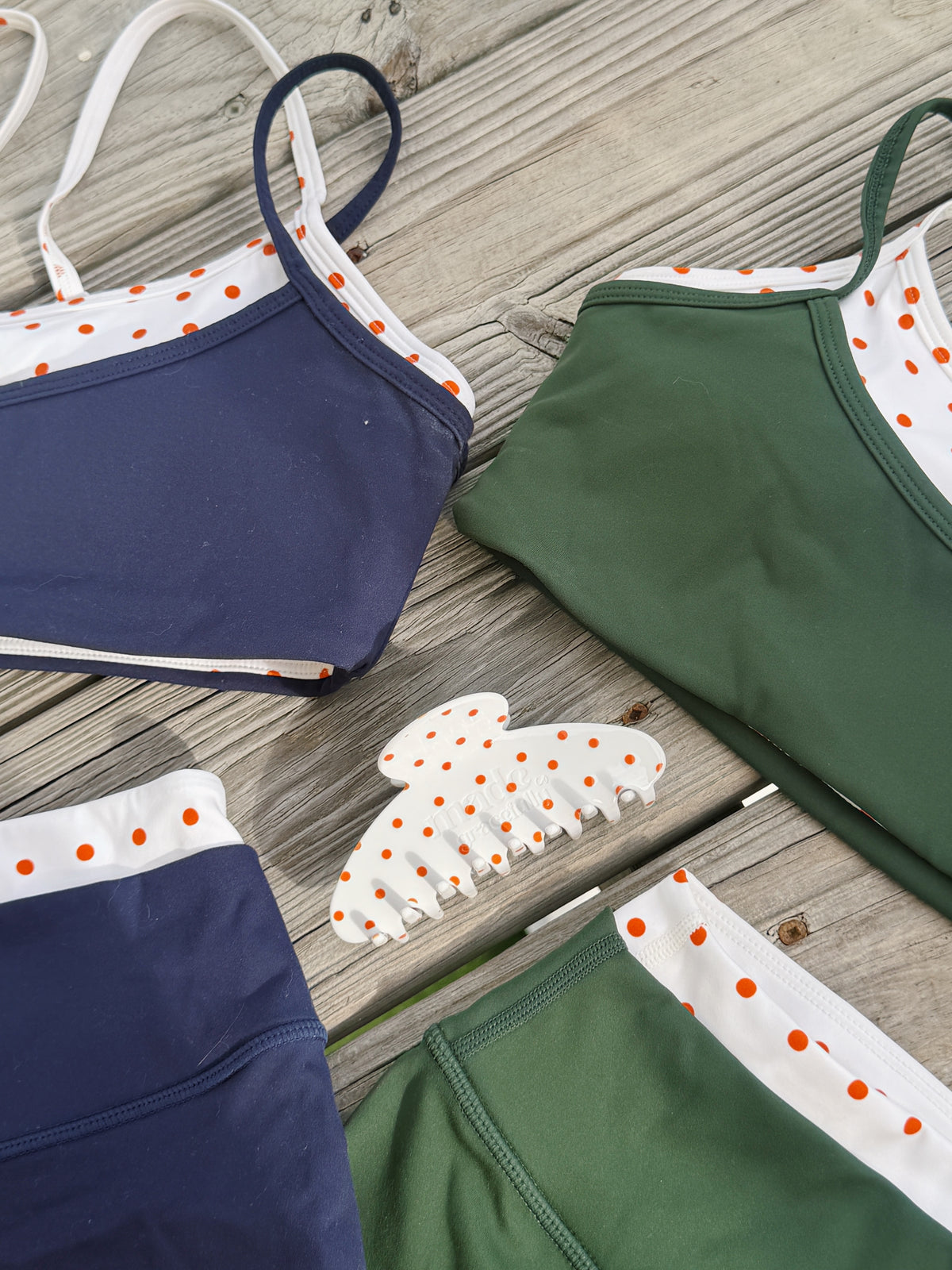 PINE AND ORANGE POLKA DOUBLE LAYER ACTIVEWEAR *SET*