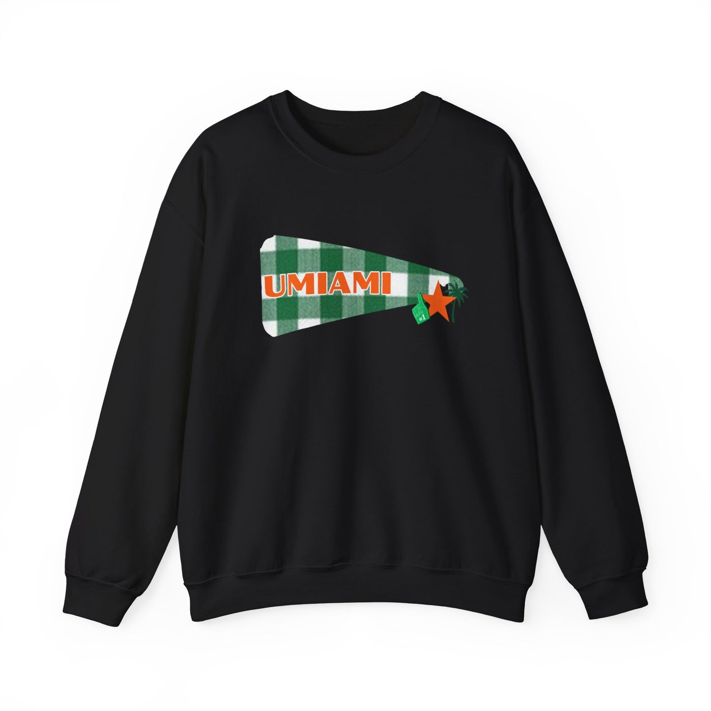 University Pennant Crewneck Sweatshirt – "UMIAMI" Green Plaid Vintage Pennant Design