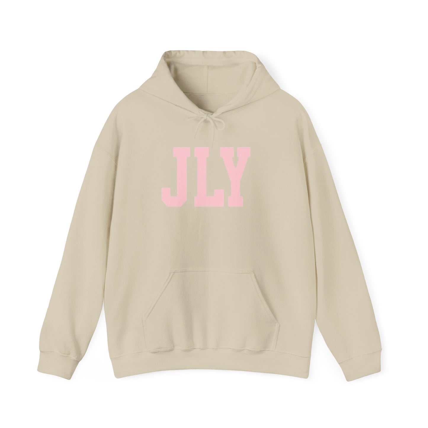 JLY Pink Block Letter Hoodie - Minimal Monogram Pullover