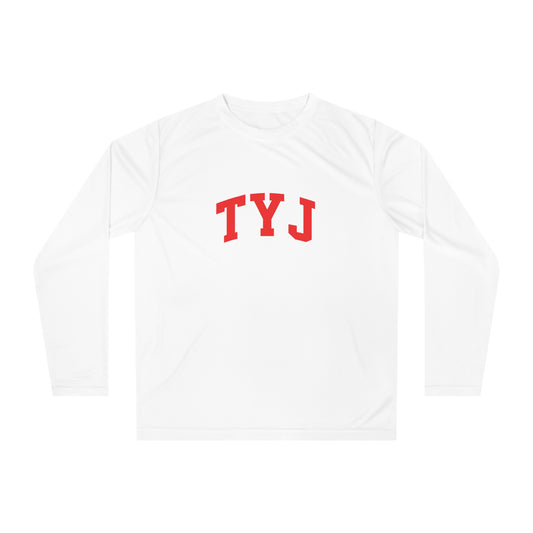 TYJ Performance Long Sleeve Shirt — Athletic Red Lettering