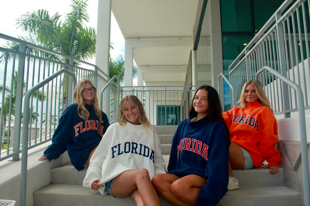 FLORIDA WHITE AND NAVY MOCK NECK- PREORDER