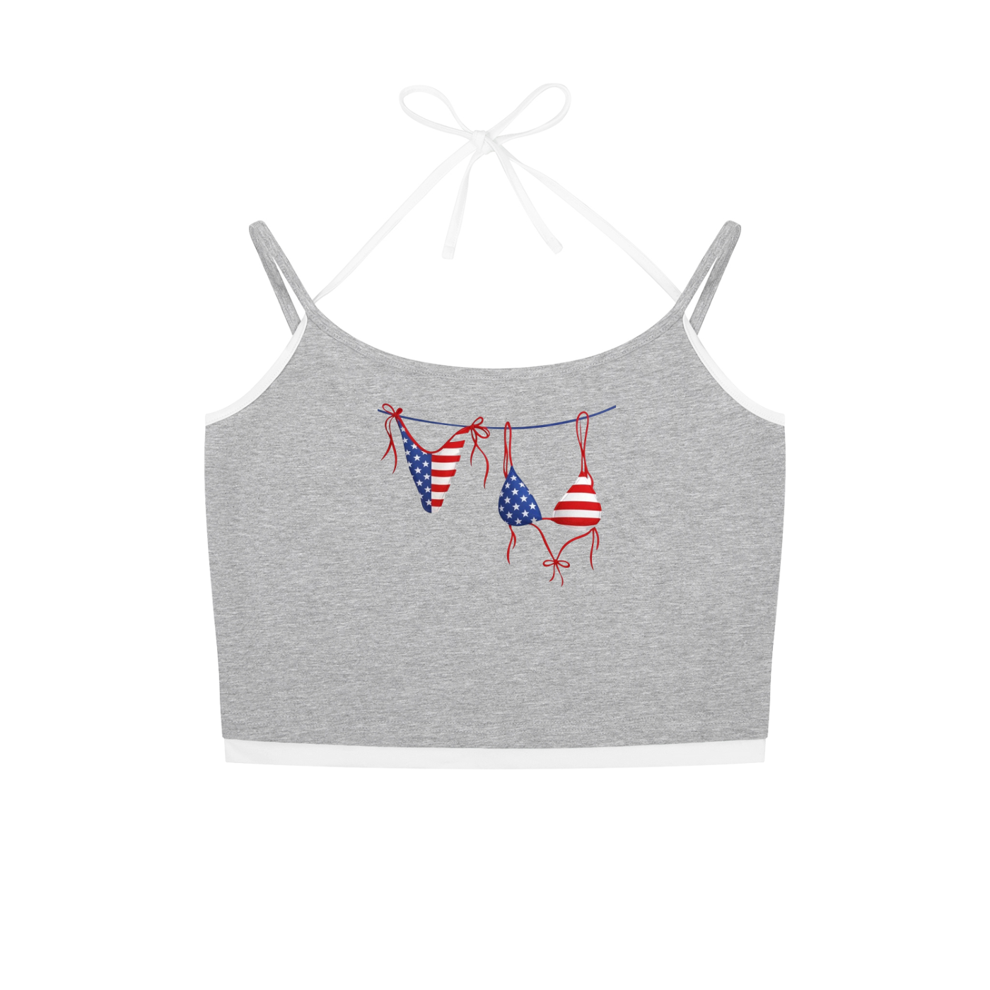 USA Bikini Contrast Binding Halter Tank Top
