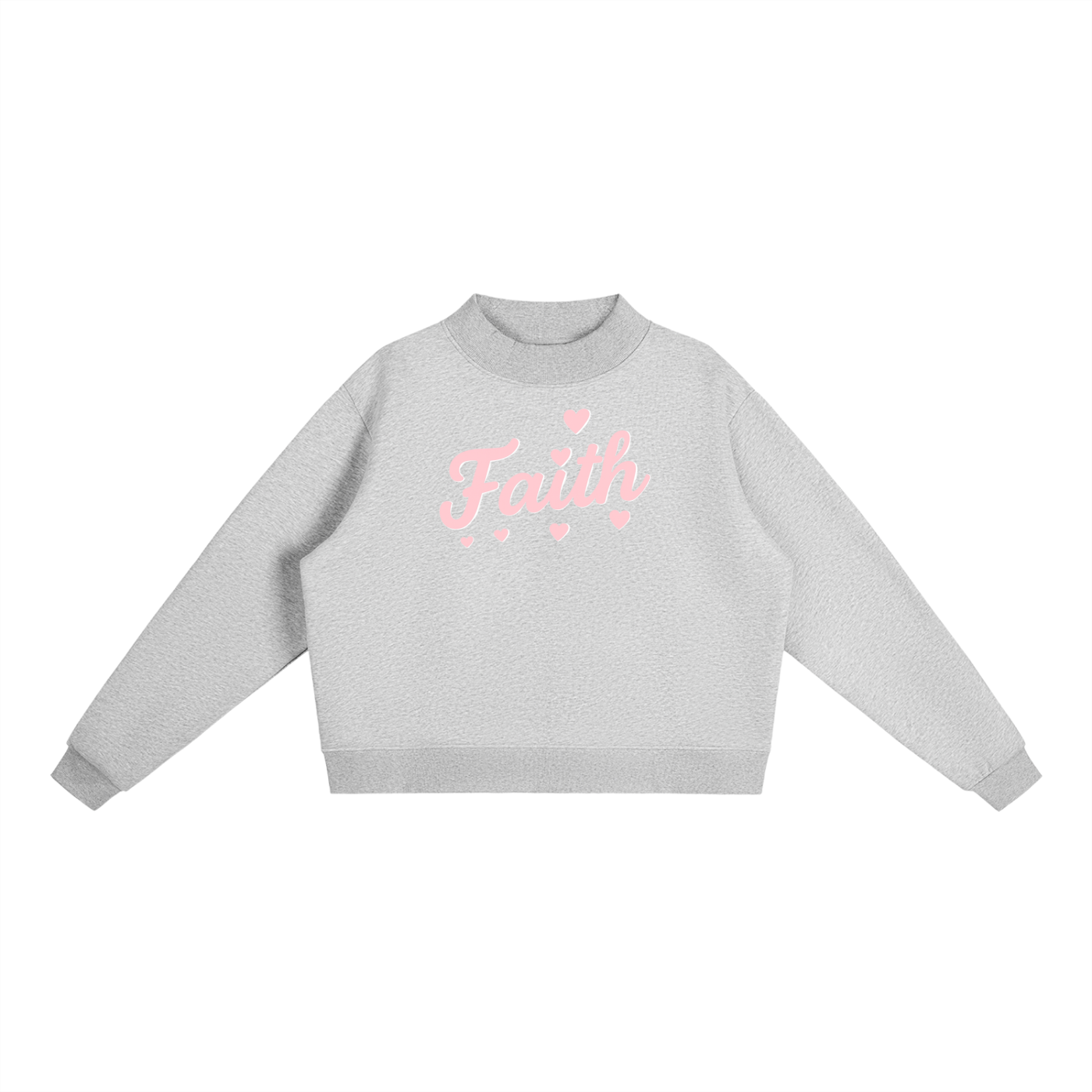 Faith Hearts Essential Fleece Mock-Neck Crew Sweatshirt