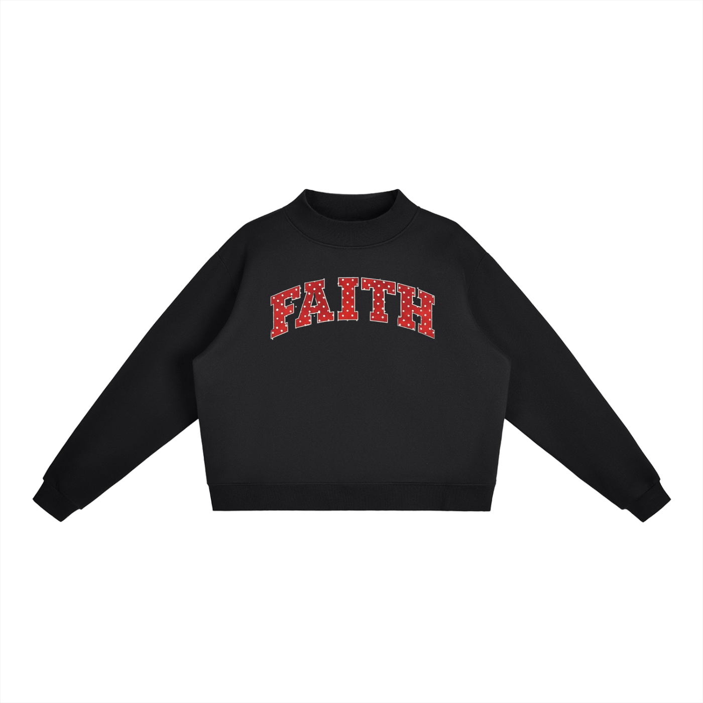 Faith Red Polka Dot Essential Fleece Mock-Neck Crew Sweatshirt