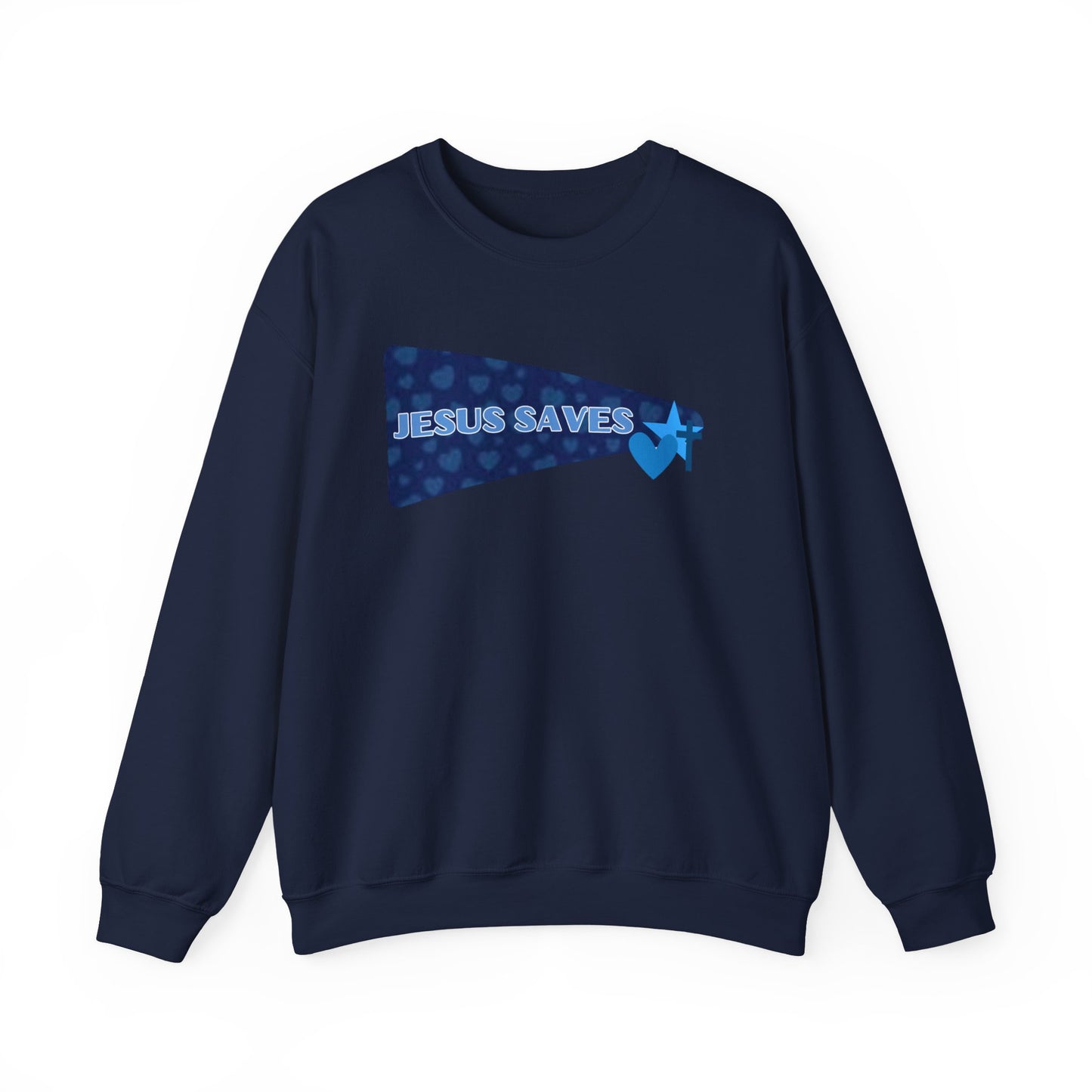 Jesus Saves Crewneck Sweatshirt — Christian Faith Graphic Pullover