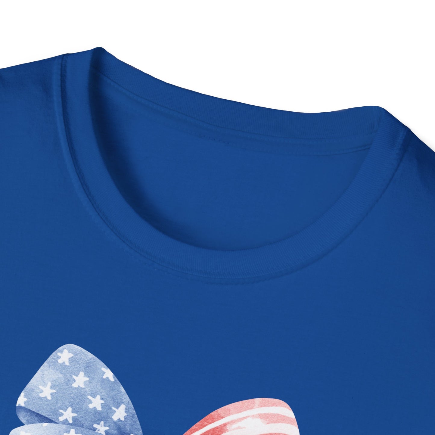 Patriotic USA Flag Bow T-Shirt — Red White Blue 4th of July Tee