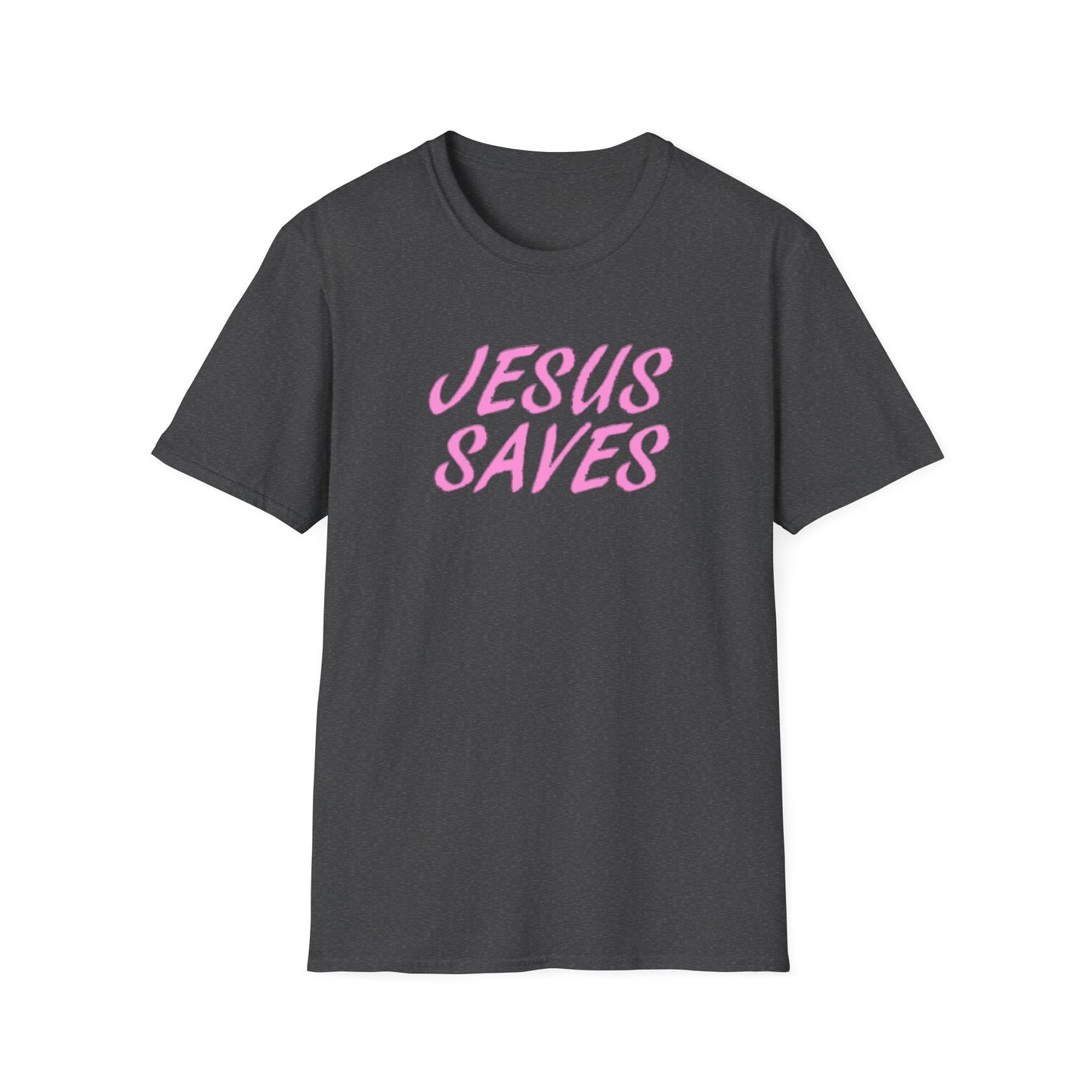 Jesus Saves Pink Script T-Shirt — Christian Faith Graphic Tee