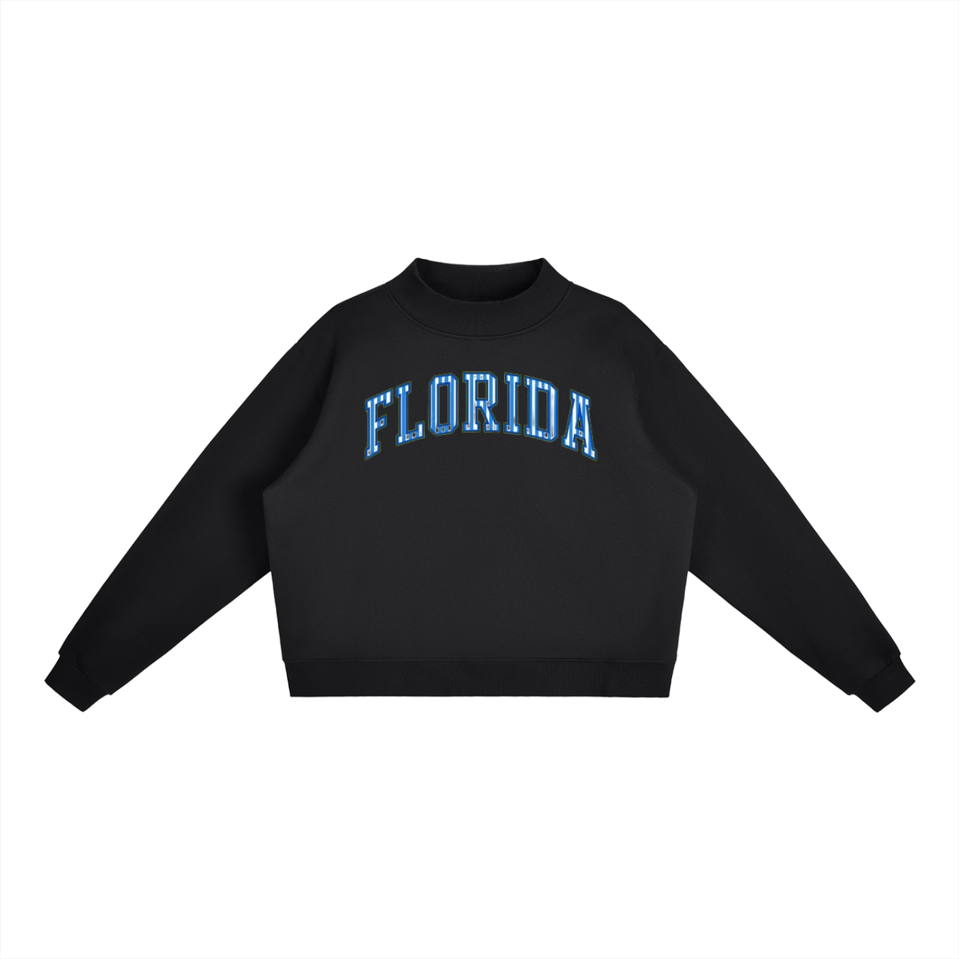 Florida Blue Stripes Fleece Mock-Neck Crew Sweatshirt